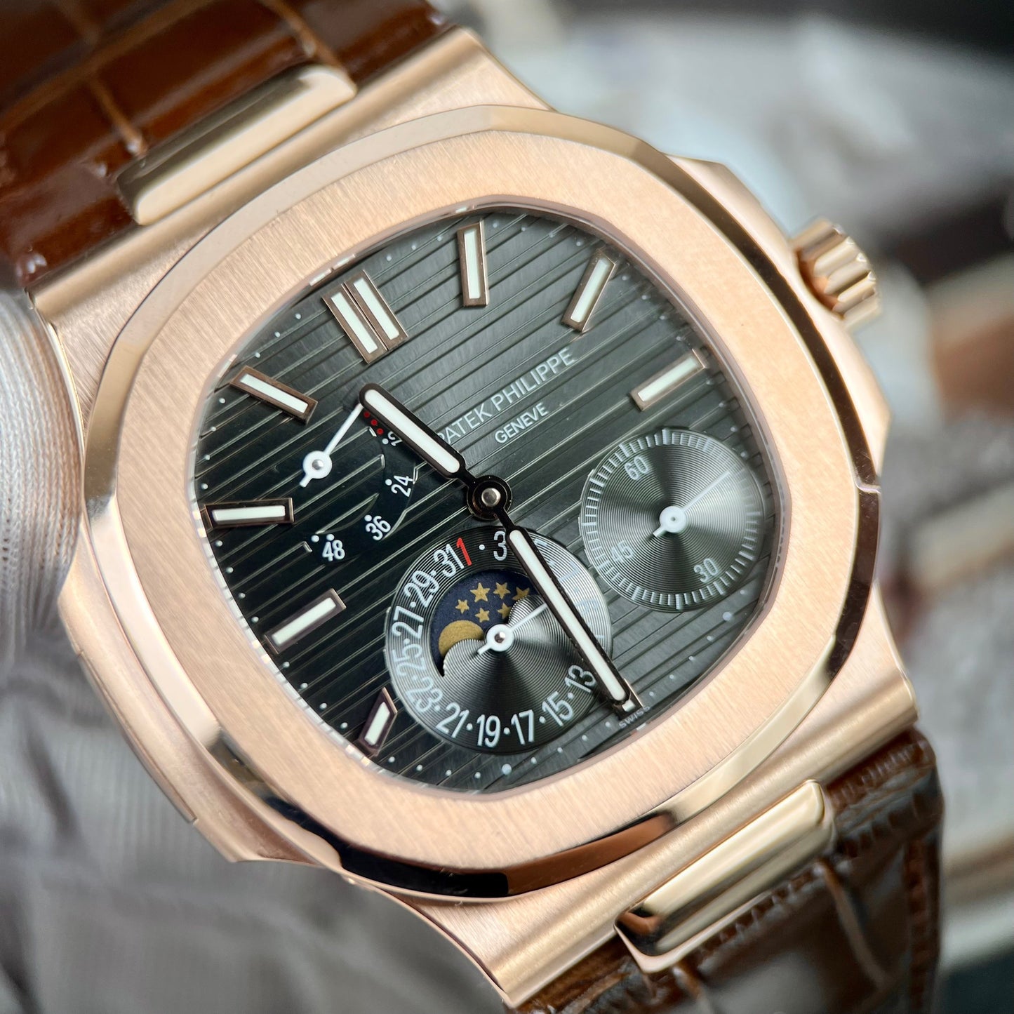 Patek Philippe Nautilus 5712 18k filled rose gold with grey dial from PPF