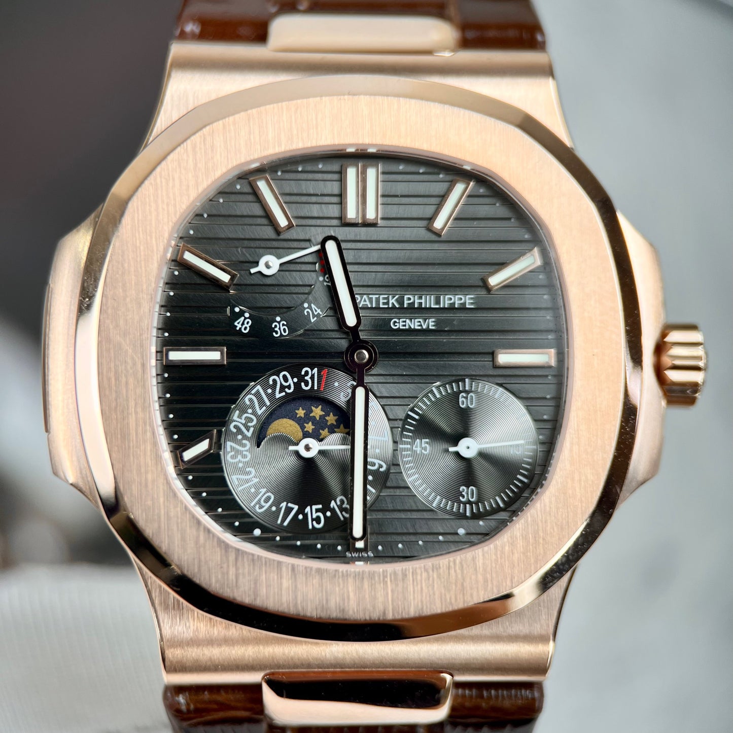 Patek Philippe Nautilus 5712 18k filled rose gold with grey dial from PPF