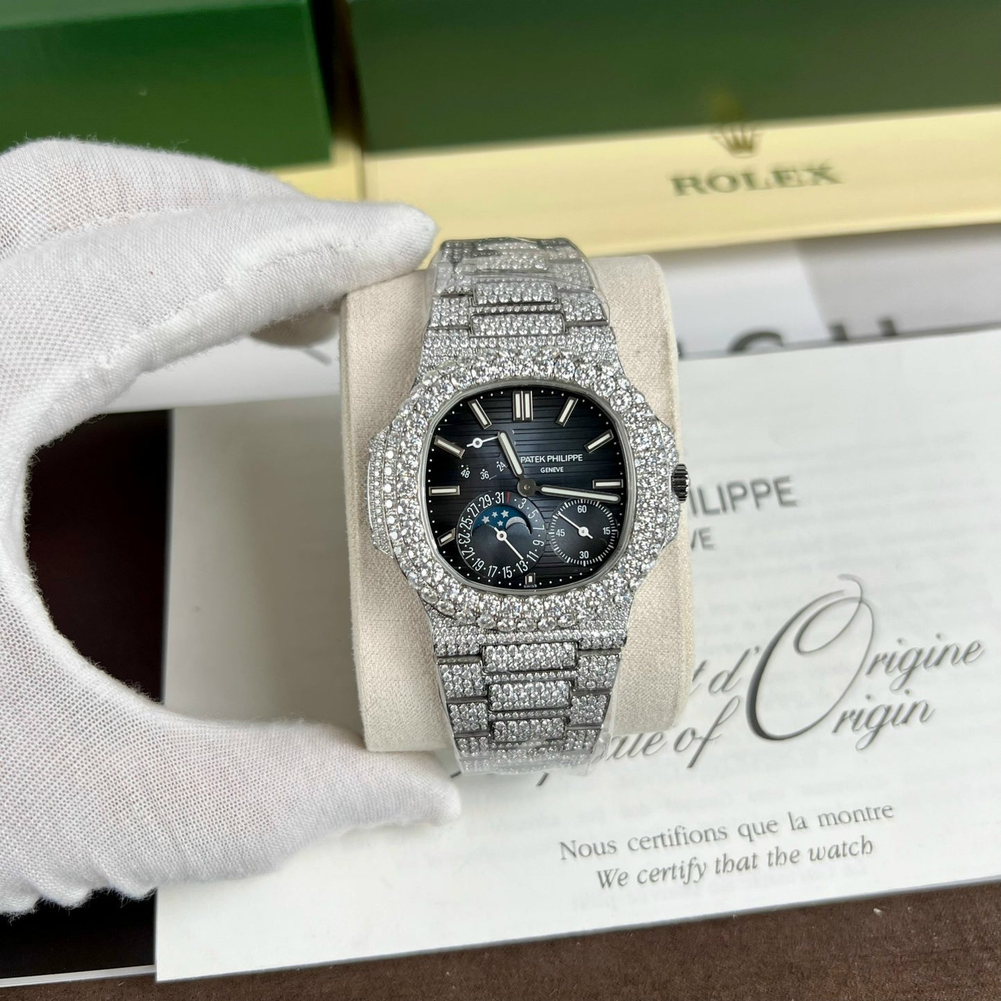 Patek Philippe Nautilus 5712/1A-001  PPF Factory V2 Blue Dial custom full Moissanite