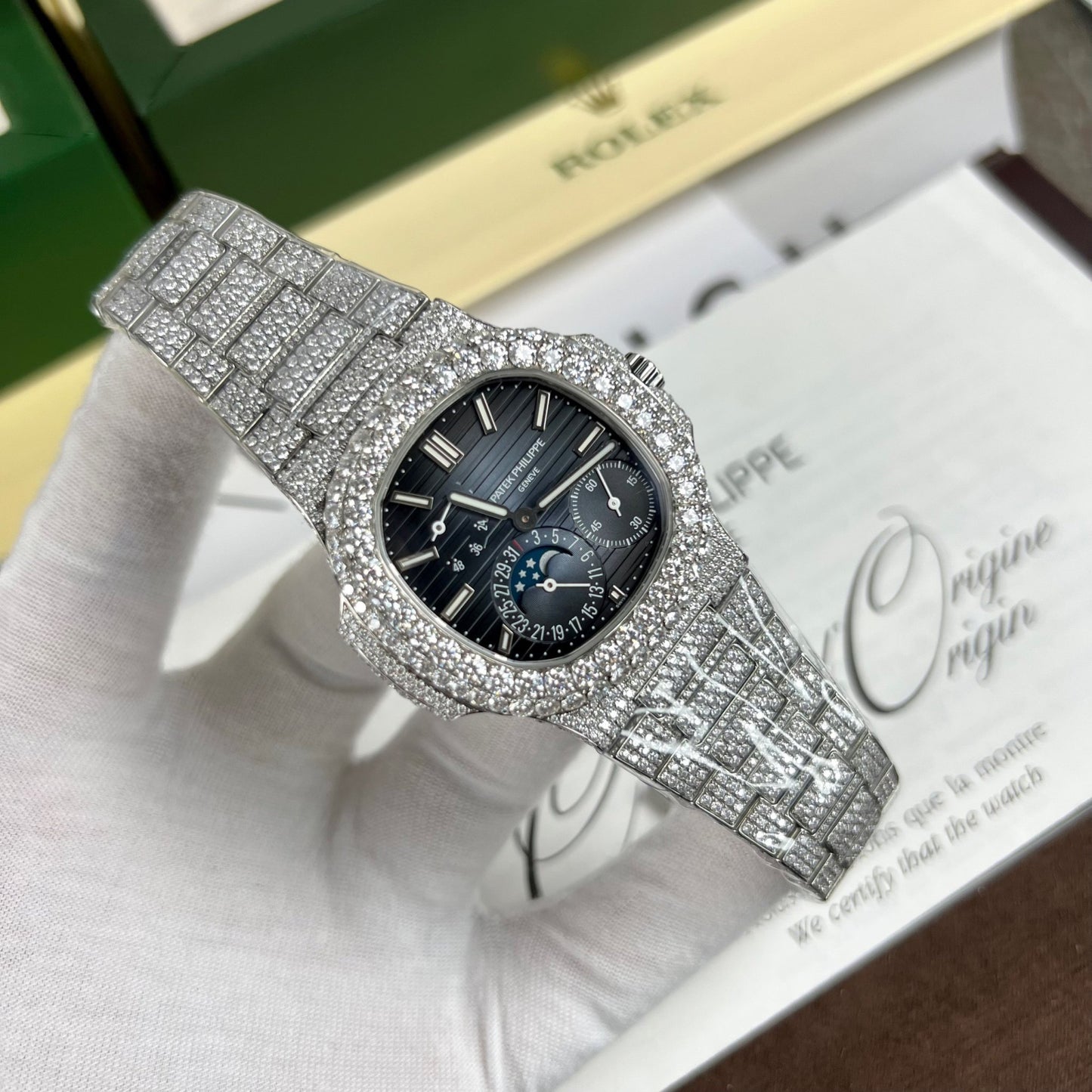 Patek Philippe Nautilus 5712/1A-001  PPF Factory V2 Blue Dial custom full Moissanite