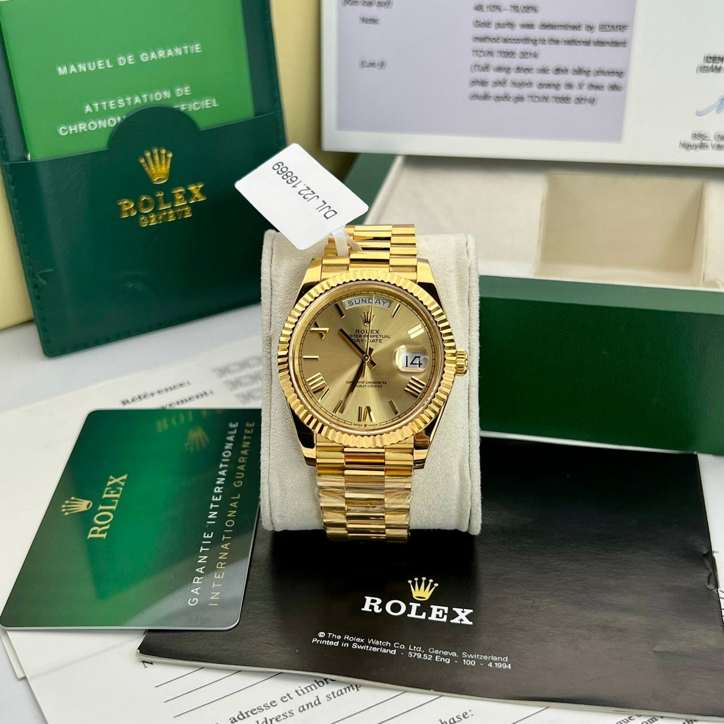 Montre Rolex Day-Date 40 pour homme 228238-0006 avec revêtement en or jaune 18 carats Meilleure édition 1:1