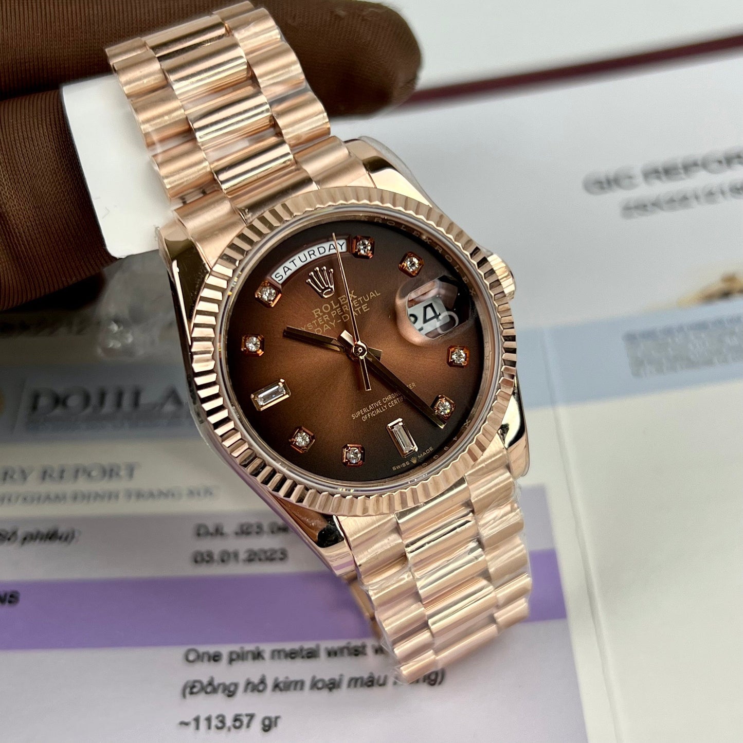 Rolex Day-Date 36 128235-0037 36mm 18k rose gold coated