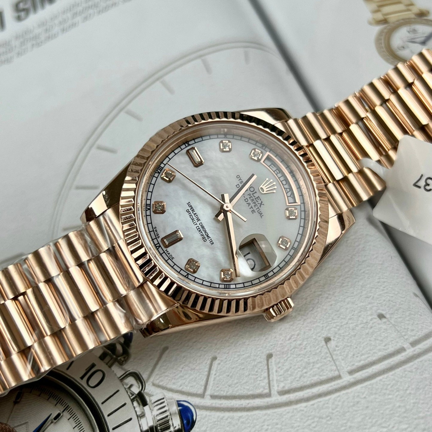 Rolex Day-Date 36 mm M128235-0029 Meilleure édition 1:1 revêtue d'or rose 18 carats 130 grammes