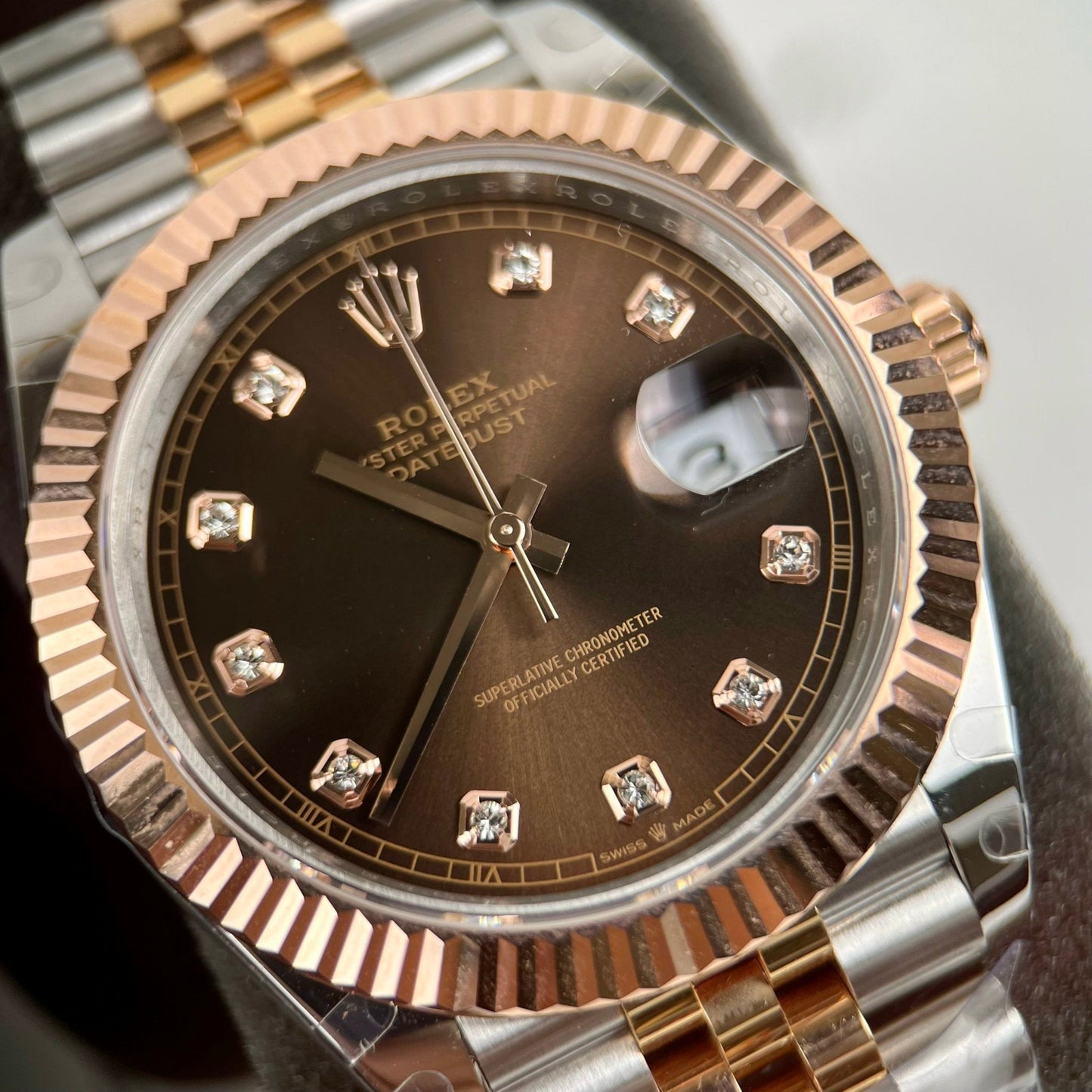 Rolex Datejust 41 mm 126331-0004 Cadran chocolat personnalisé en or 18 carats Meilleure édition 1:1