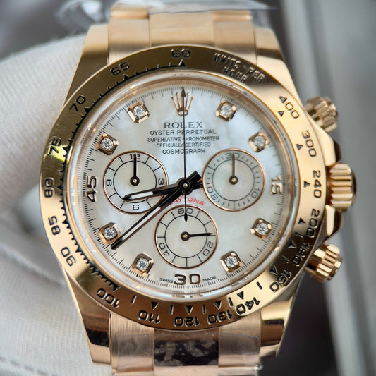 Rolex Daytona Cosmograph avec cadran en nacre 40 mm 116528 personnalisé en or 18 carats Meilleure édition 1:1