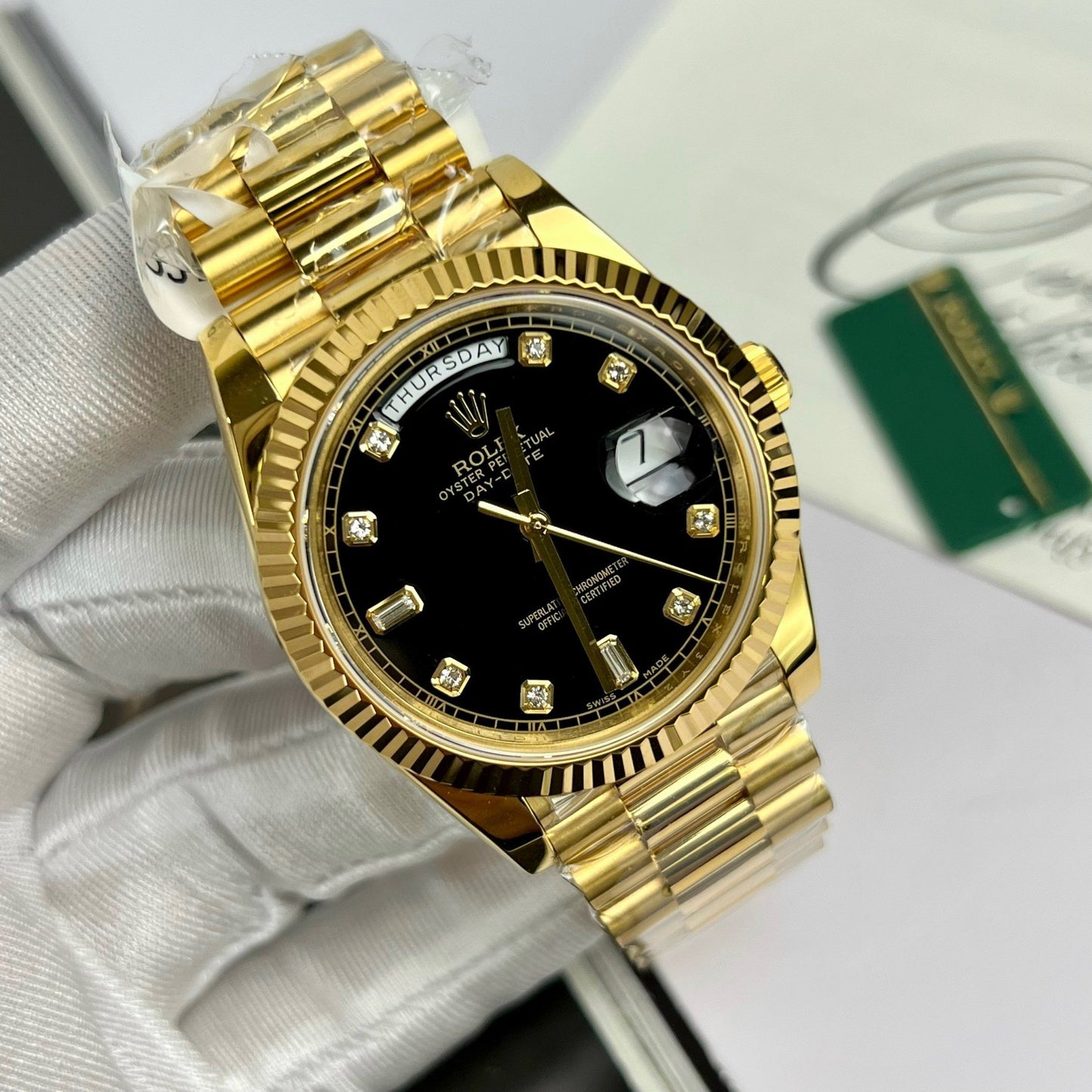 Montre Rolex Day-Date 36 en or 118238-0111 remplie d'or 18 carats avec 153 grammes de GM Factory