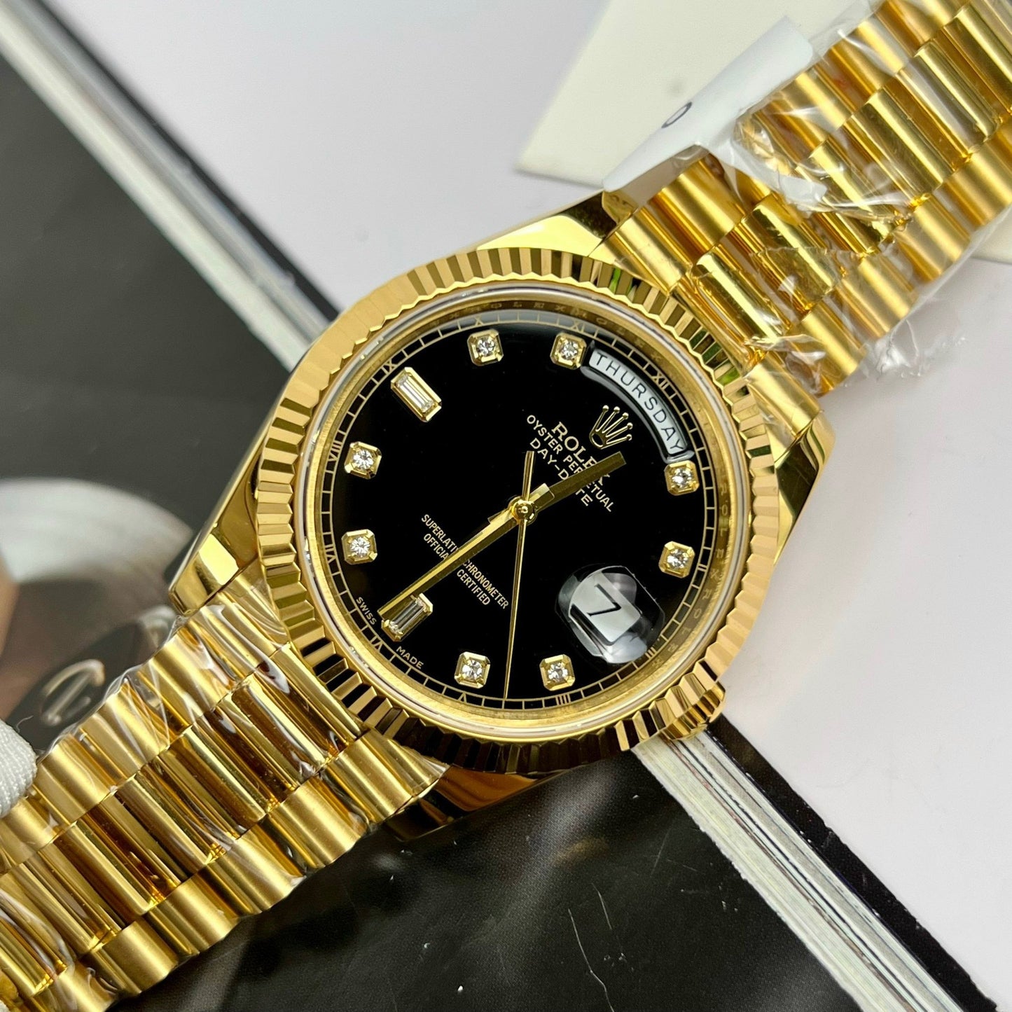 Montre Rolex Day-Date 36 en or 118238-0111 plaquée or 18 carats avec 130 grammes de GM Factory