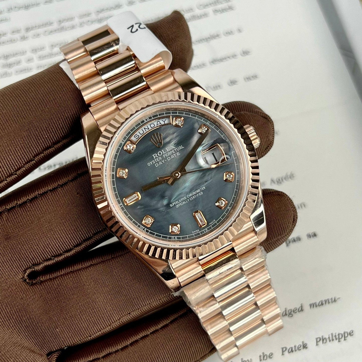 Rolex Day-Date Or Rose Cadran Diamant Rose 36 mm 128235 Meilleure édition 1:1 revêtue d'or rose 18 carats 130 grammes