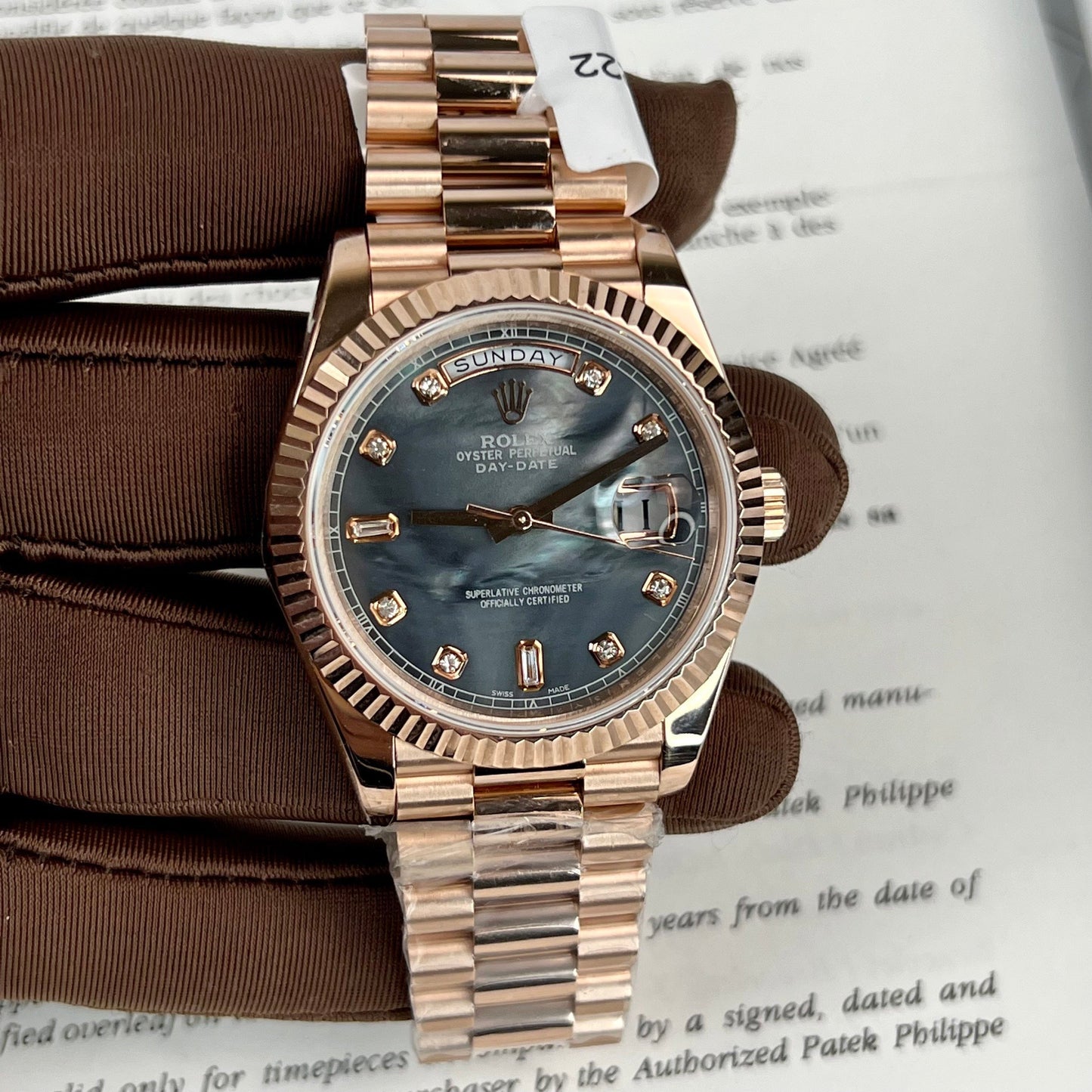 Rolex Day-Date Or Rose Cadran Diamant Rose 36 mm 128235 Meilleure édition 1:1 revêtue d'or rose 18 carats 130 grammes