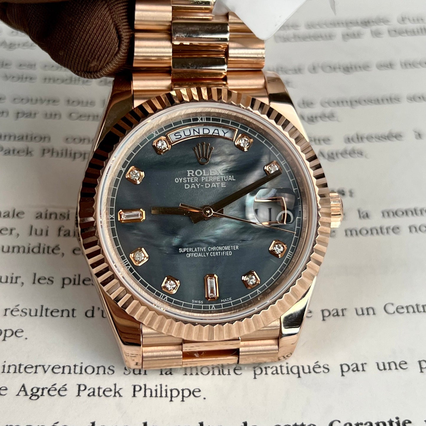 Rolex Day-Date Or Rose Cadran Diamant Rose 36 mm 128235 Meilleure édition 1:1 revêtue d'or rose 18 carats 130 grammes