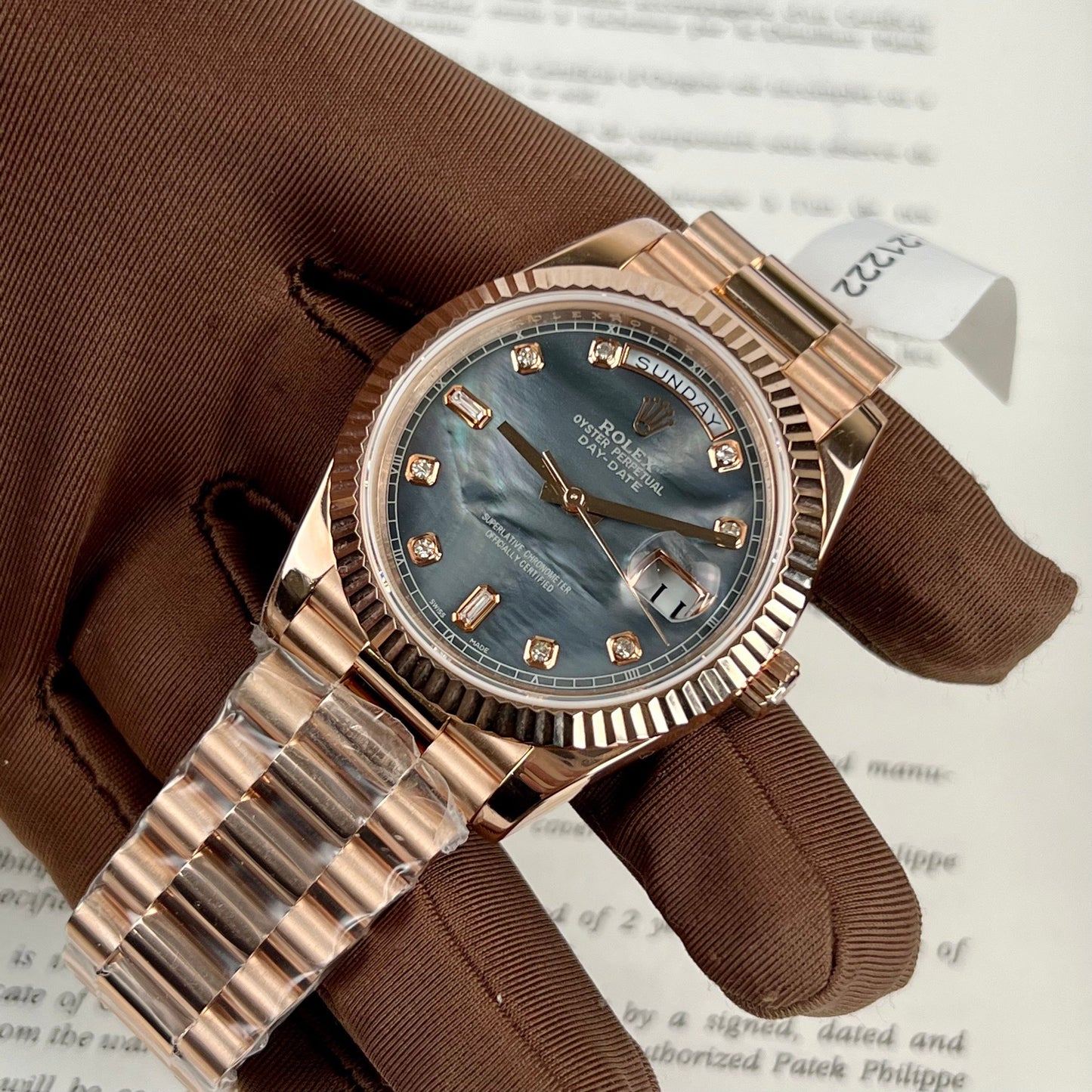 Rolex Day-Date Or Rose Cadran Diamant Rose 36 mm 128235 Meilleure édition 1:1 revêtue d'or rose 18 carats 130 grammes