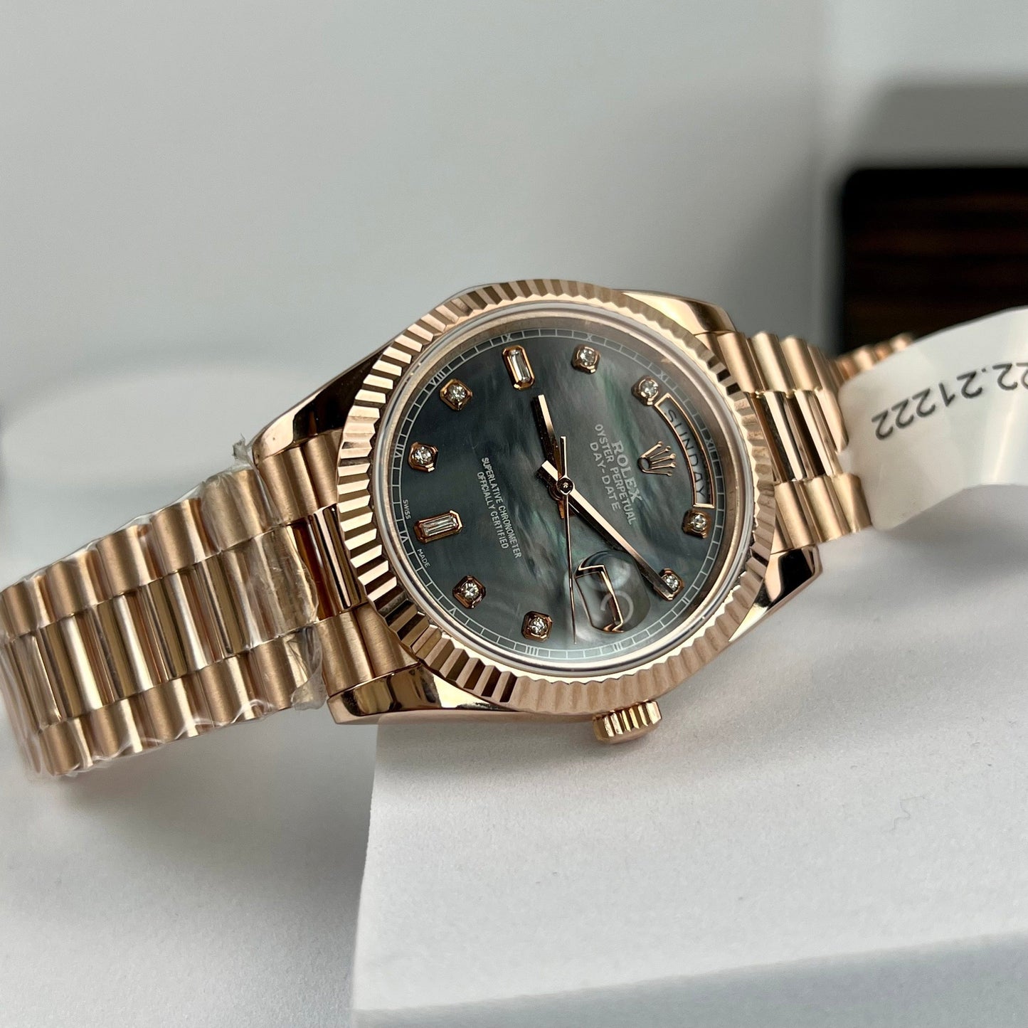 Rolex Day-Date Or Rose Cadran Diamant Rose 36 mm 128235 Meilleure édition 1:1 revêtue d'or rose 18 carats 130 grammes