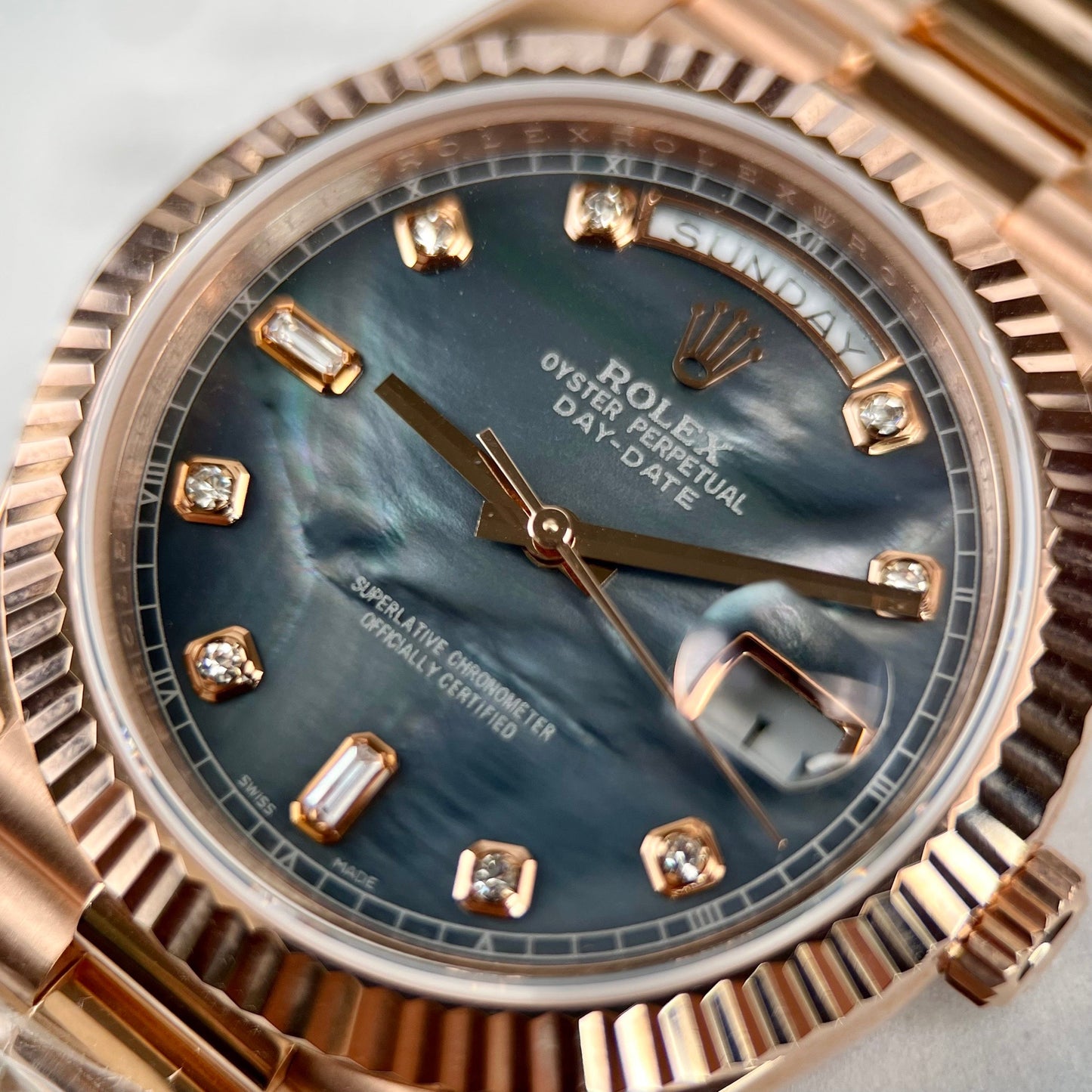 Rolex Day-Date Or Rose Cadran Diamant Rose 36 mm 128235 Meilleure édition 1:1 revêtue d'or rose 18 carats 130 grammes