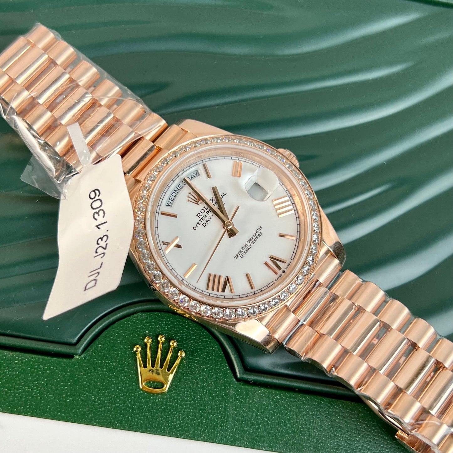 Rolex Day-Date 40 228235-0032 40 mm meilleure édition 1:1 revêtement en or rose 18 carats et lunette en pierre