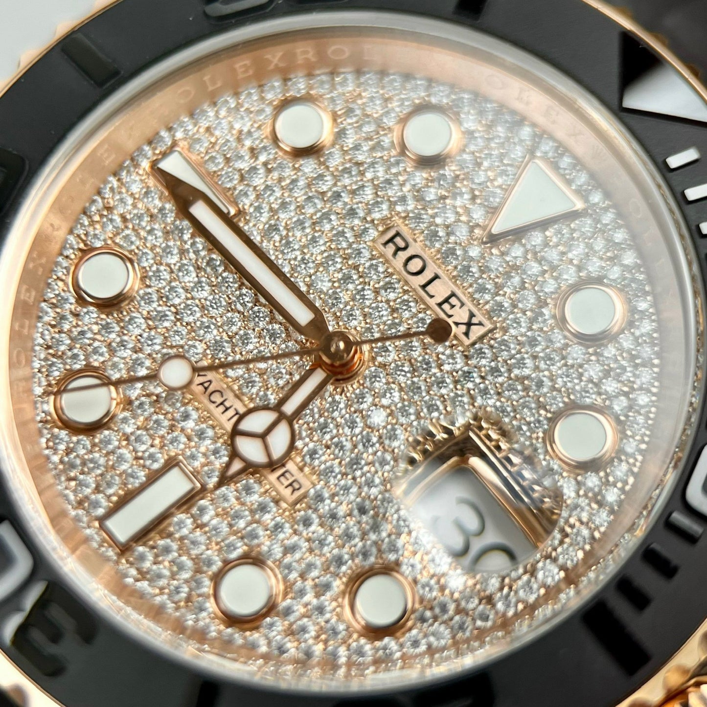 Rolex Yacht-Master 40 126655 Pave stone dial - 3235 Movement coated 18k gold and moissanite