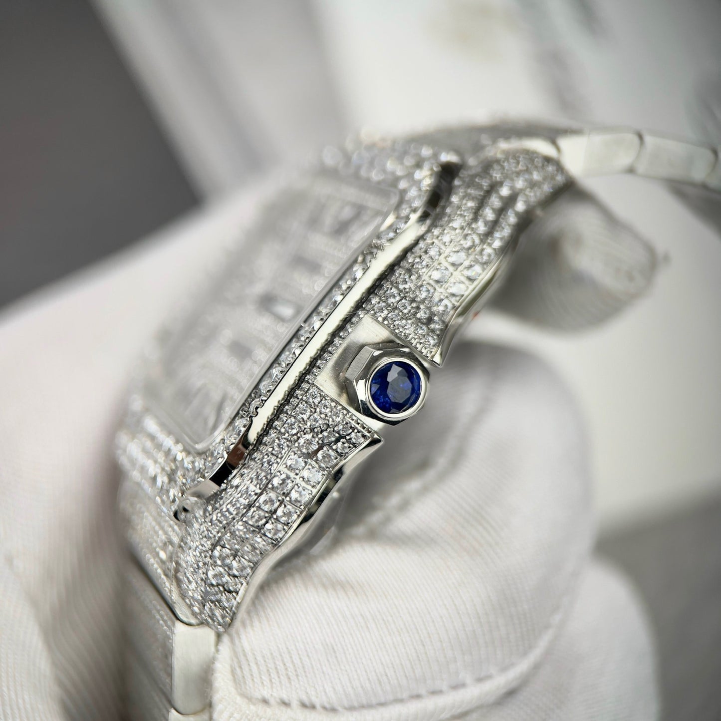 Santos De Cartier 40mm Steel – Custom Pavé Swarovski Stone