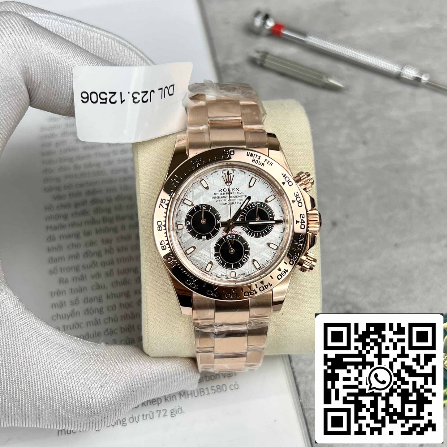 Beste Replik des ROLEX Cosmograph Daytona 116505 Roségold-Meteoriten-Zifferblatt – 18 Karat Roségold beschichtet