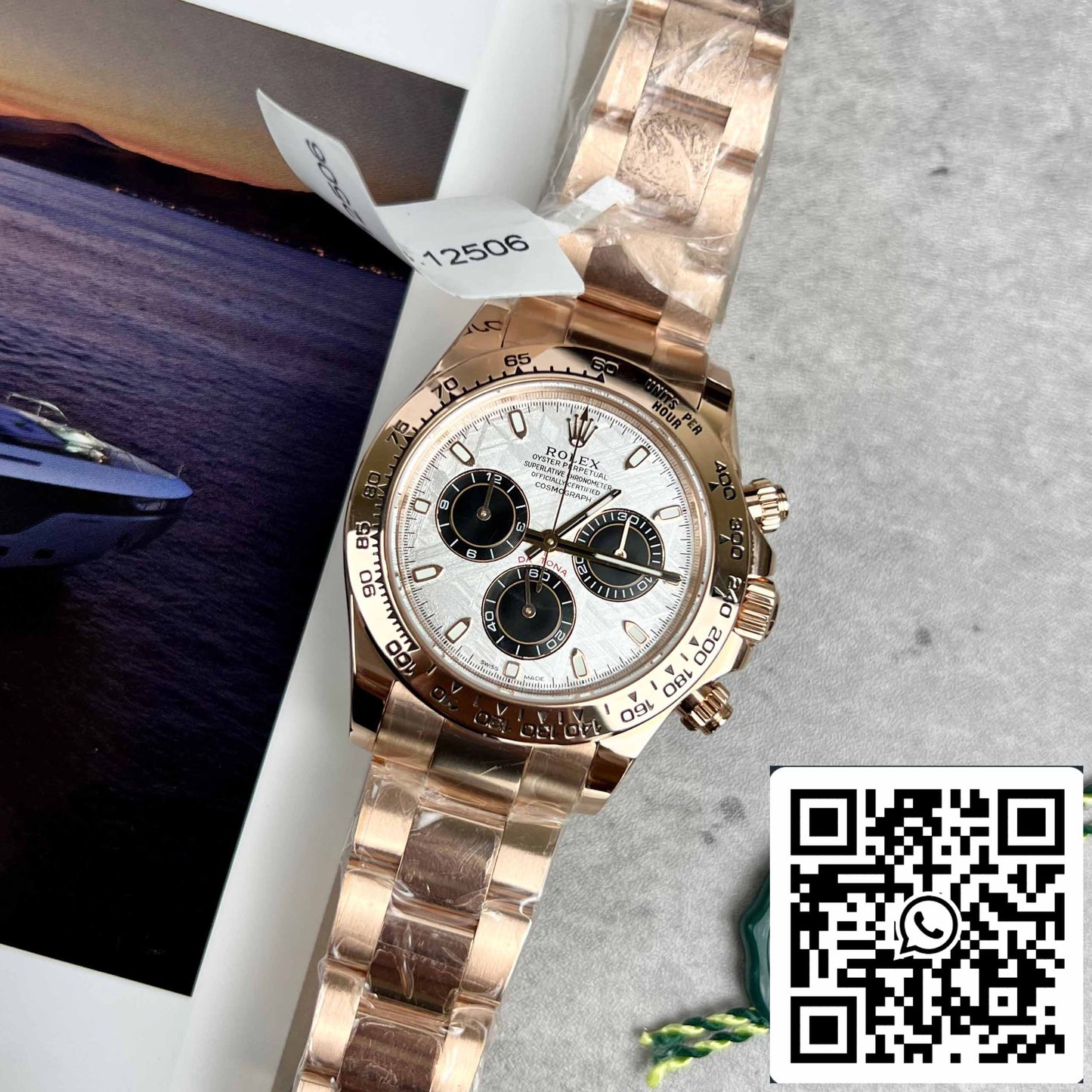 Beste Replik des ROLEX Cosmograph Daytona 116505 Roségold-Meteoriten-Zifferblatt – 18 Karat Roségold beschichtet