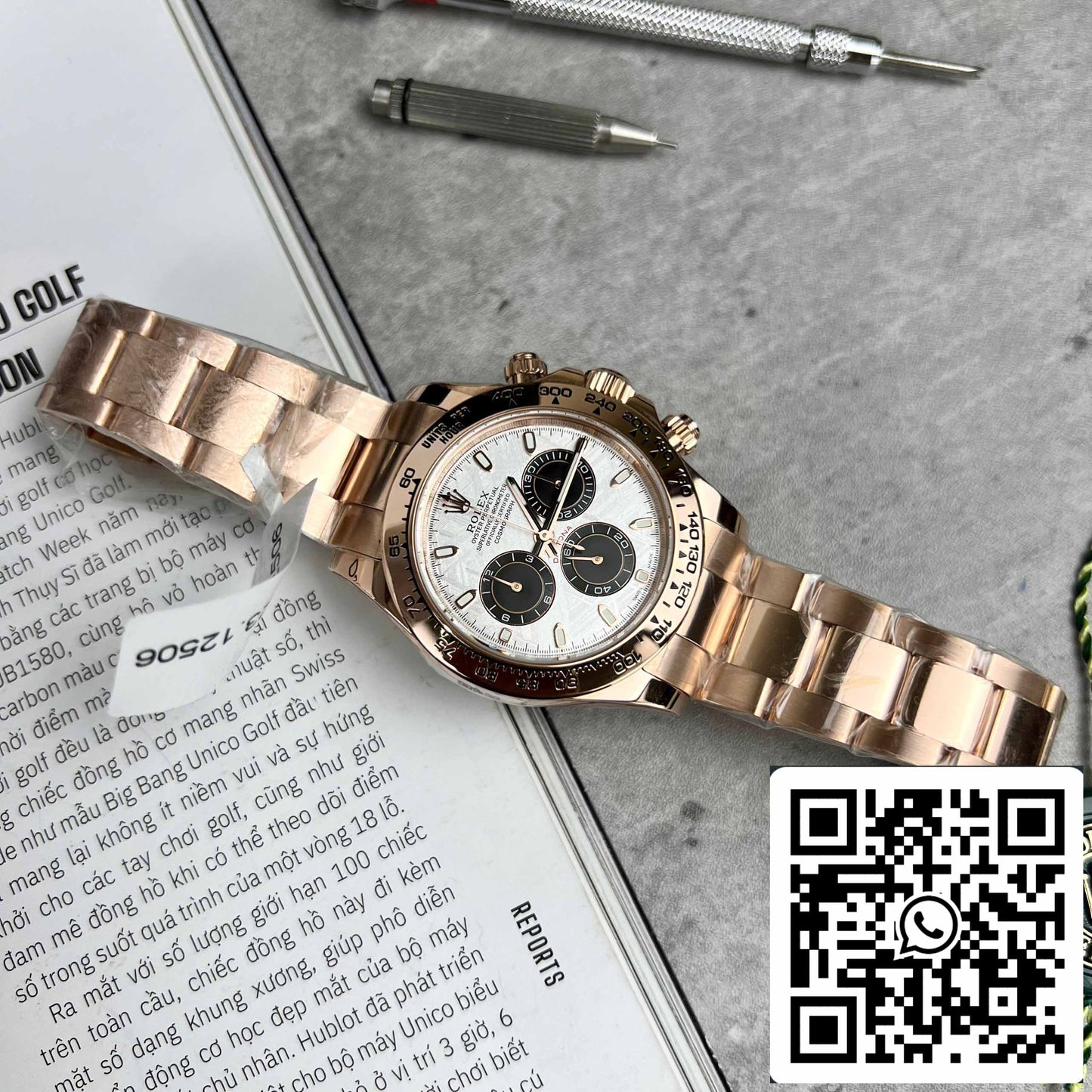 Beste Replik des ROLEX Cosmograph Daytona 116505 Roségold-Meteoriten-Zifferblatt – 18 Karat Roségold beschichtet