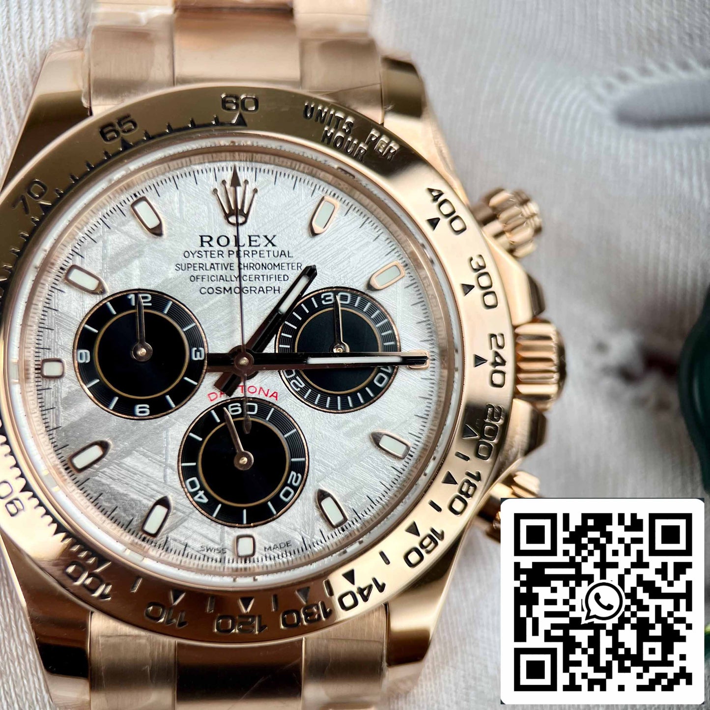 Beste Replik des ROLEX Cosmograph Daytona 116505 Roségold-Meteoriten-Zifferblatt – 18 Karat Roségold beschichtet