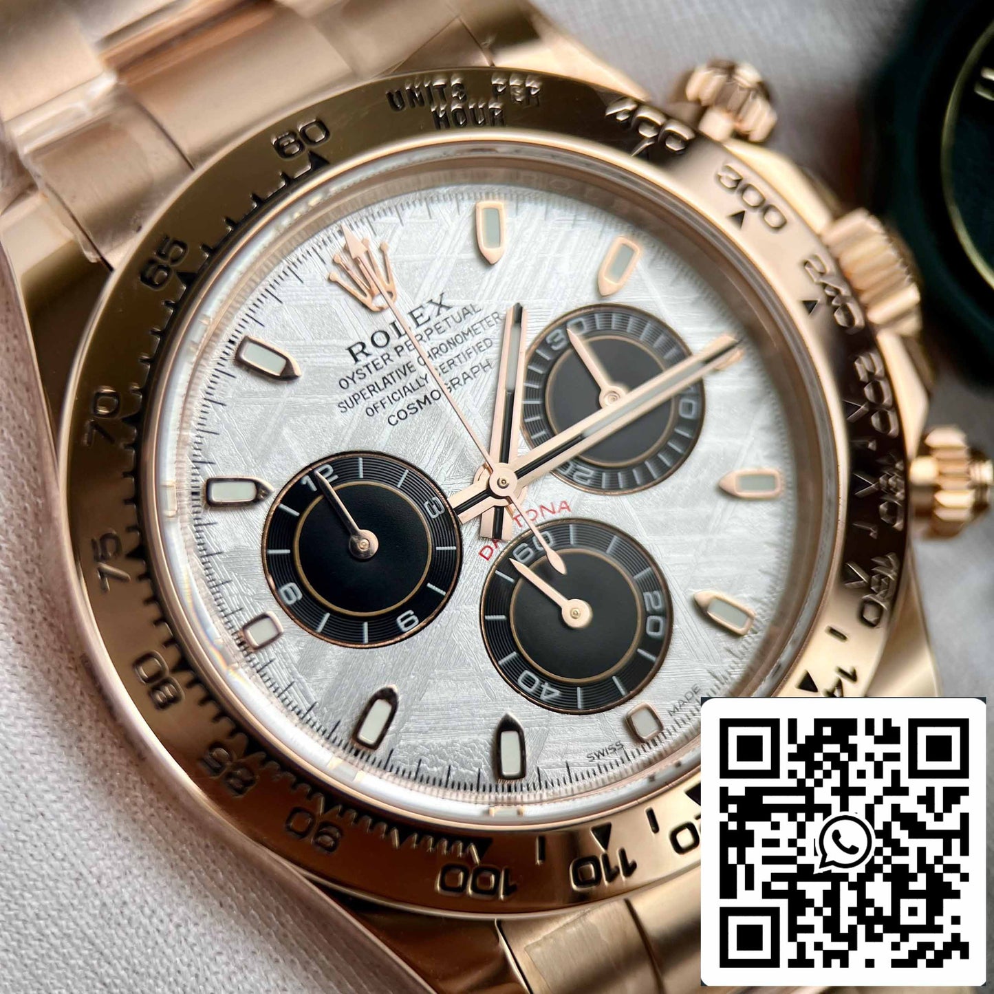 Beste Replik des ROLEX Cosmograph Daytona 116505 Roségold-Meteoriten-Zifferblatt – 18 Karat Roségold beschichtet