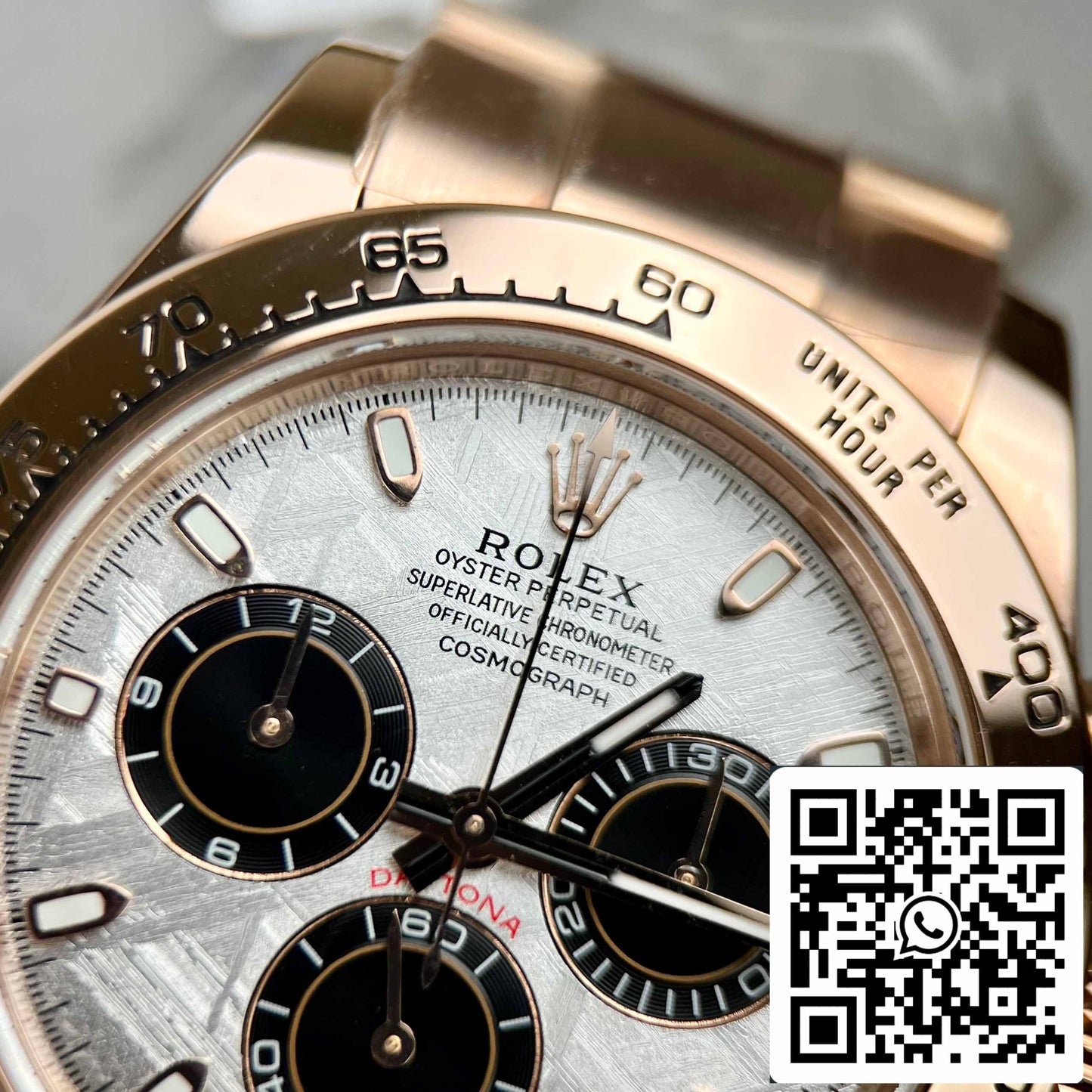 Beste Replik des ROLEX Cosmograph Daytona 116505 Roségold-Meteoriten-Zifferblatt – 18 Karat Roségold beschichtet