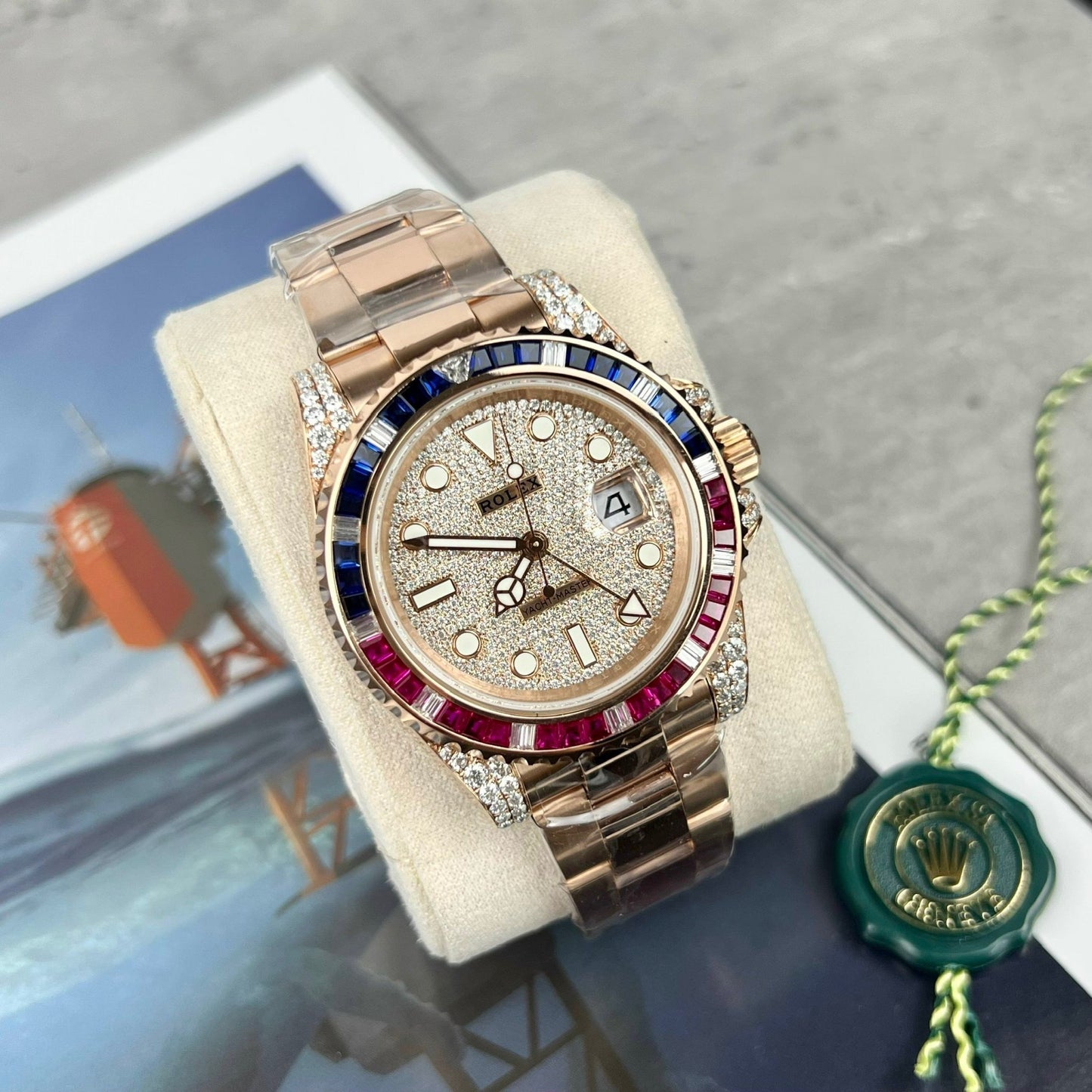 Rolex GMT-Master II 126755 SARU-DIAO Meilleure édition 1:1 Ruby Stone et Moissanite or 18 carats