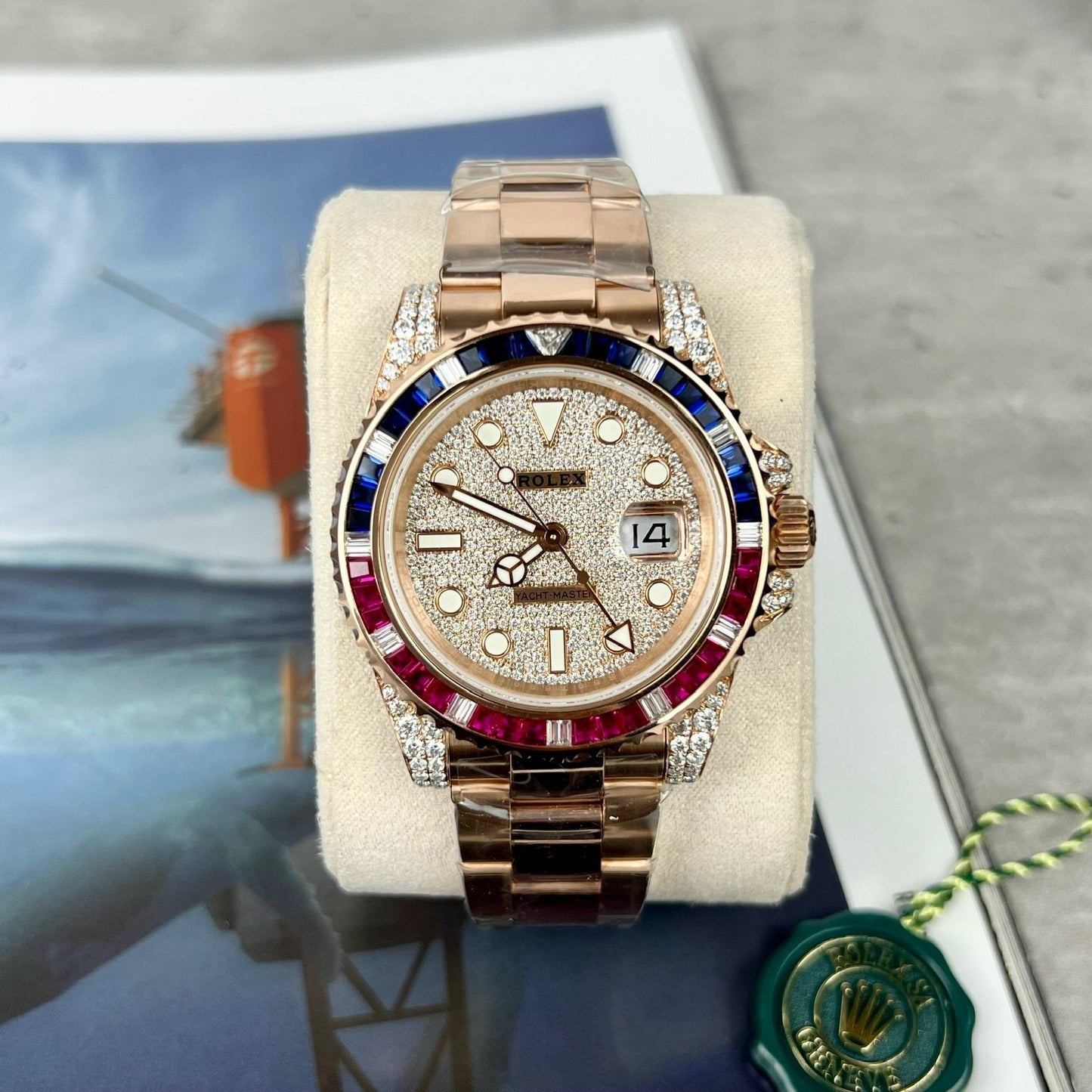 Rolex GMT-Master II 126755 SARU-DIAO Meilleure édition 1:1 Ruby Stone et Moissanite or 18 carats