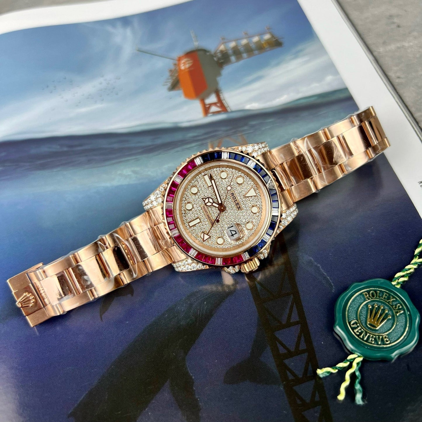 Rolex GMT-Master II 126755 SARU-DIAO Meilleure édition 1:1 Ruby Stone et Moissanite or 18 carats