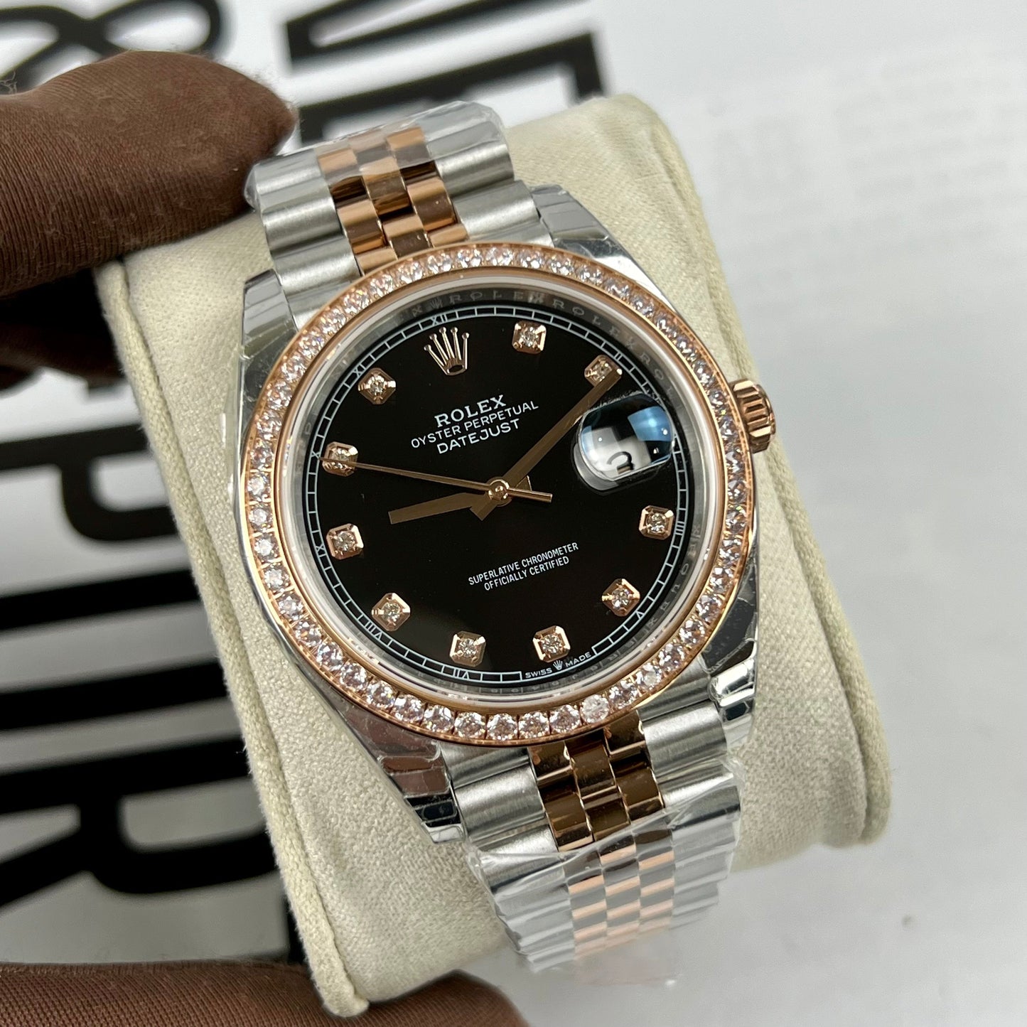 Rolex Datejust 36 mm noir avec cadran diamants 126281RBR 1: 1 meilleure édition EW Factory cadran noir suisse ETA3235