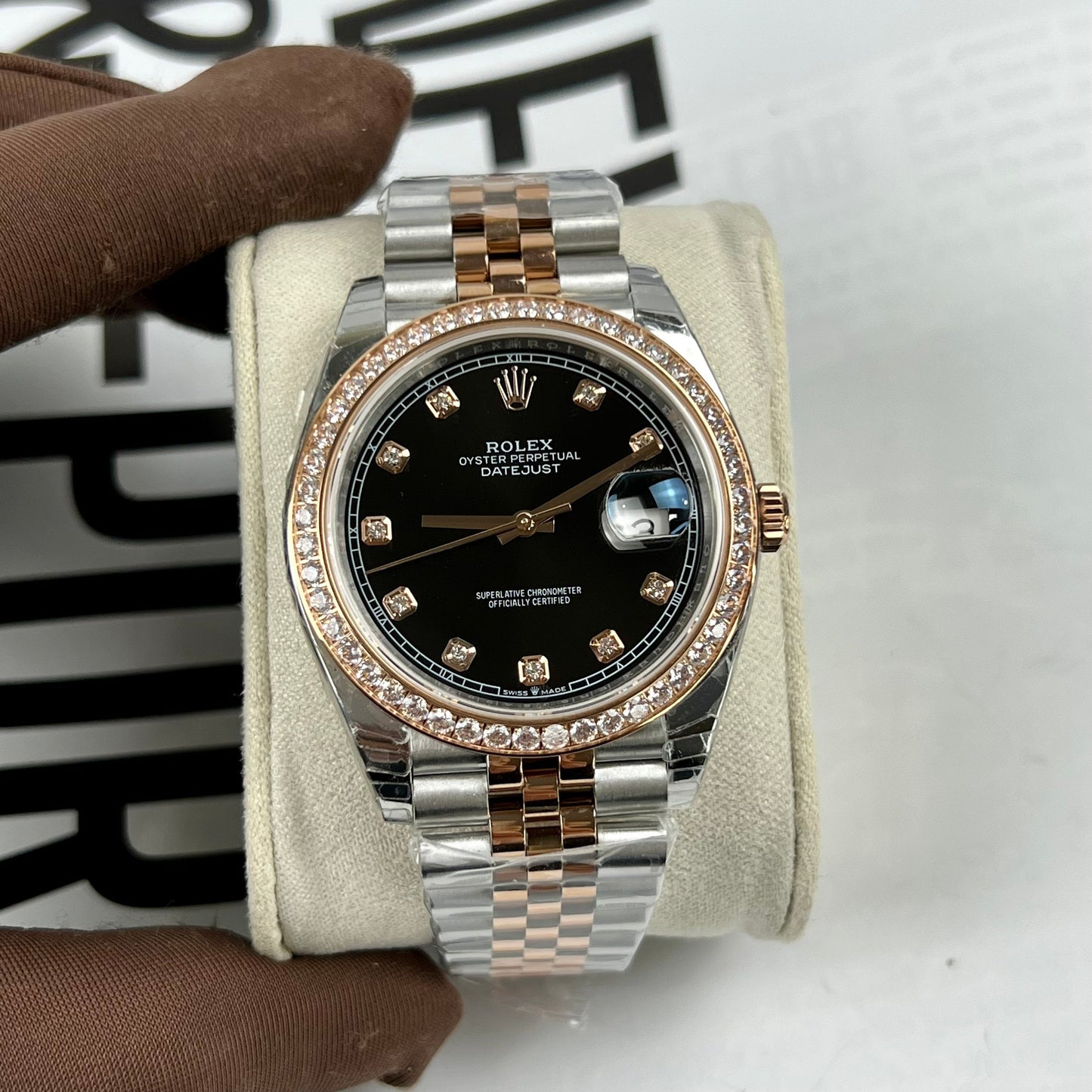 Rolex Datejust 36 mm noir avec cadran diamants 126281RBR 1: 1 meilleure édition EW Factory cadran noir suisse ETA3235