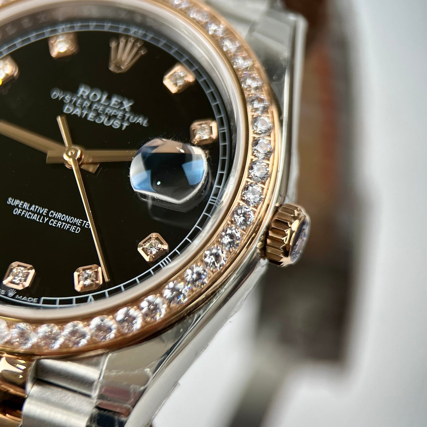 Rolex Datejust 36 mm noir avec cadran diamants 126281RBR 1: 1 meilleure édition EW Factory cadran noir suisse ETA3235