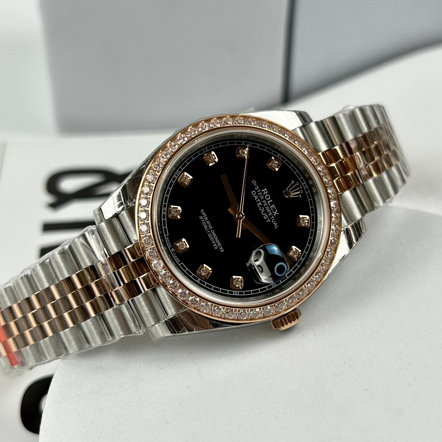 Rolex Datejust 36 mm noir avec cadran diamants 126281RBR 1: 1 meilleure édition EW Factory cadran noir suisse ETA3235