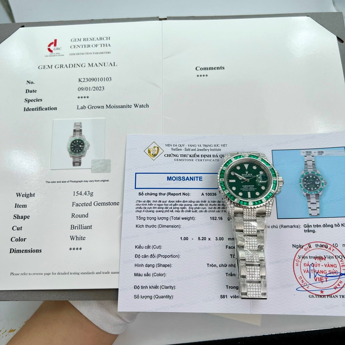 Rolex Submariner Hulk Oystersteel personnalisé Moissanite Diamants super vip