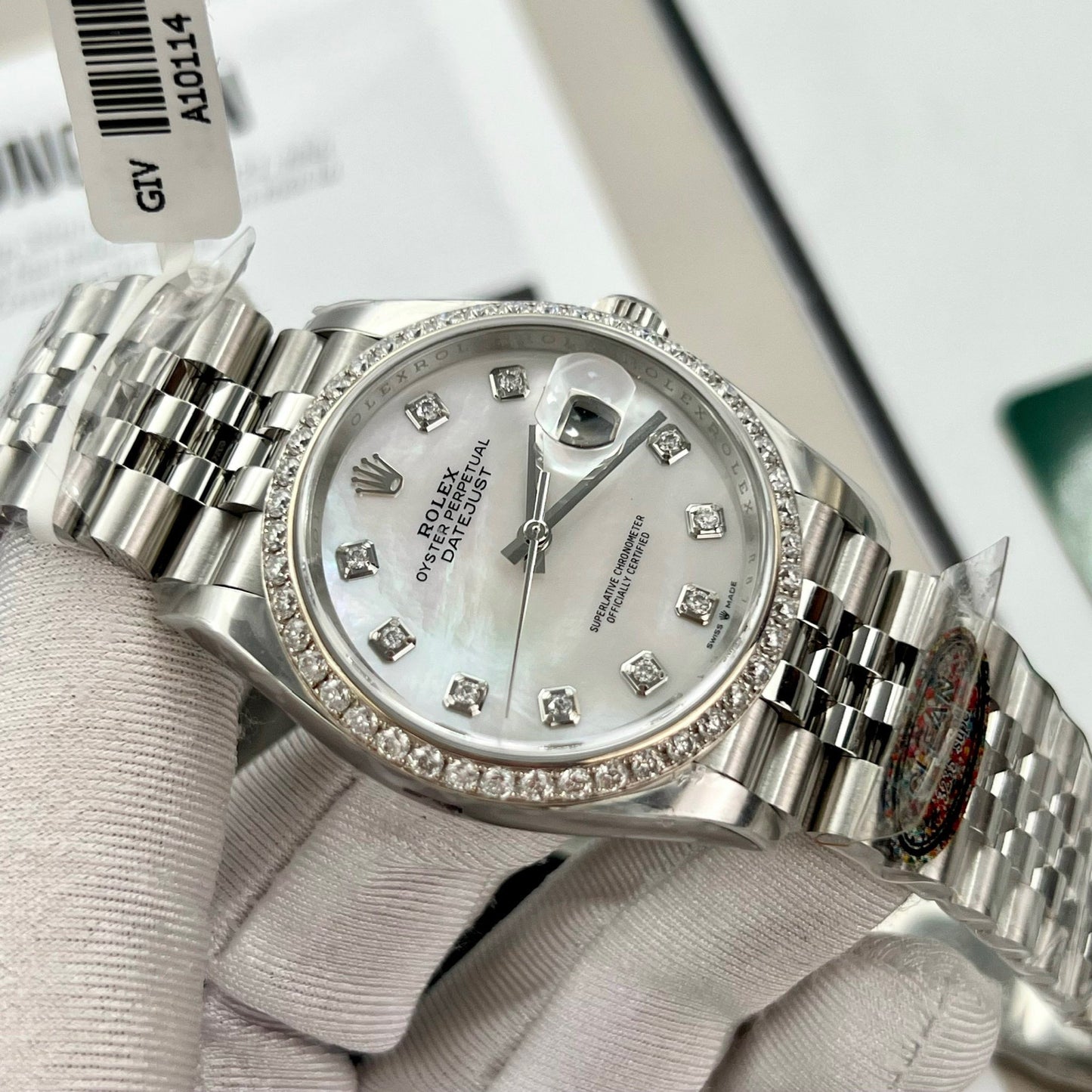 Rolex Datejust M278274-0006 Perlmutt-Zifferblatt, individuelle Diamanten-Lünette