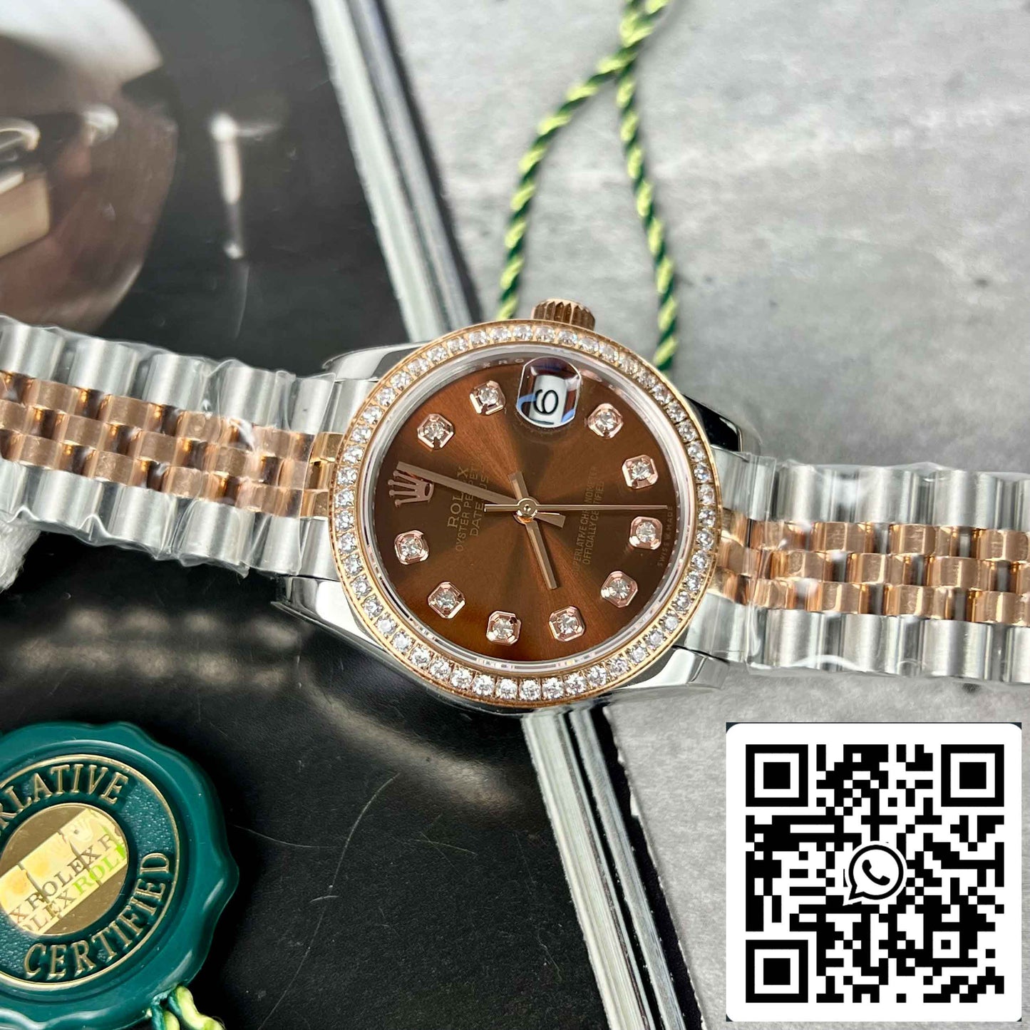 Replik Rolex Lady-Datejust M279171-0011 Oystersteel EW Factory Lünette Stein