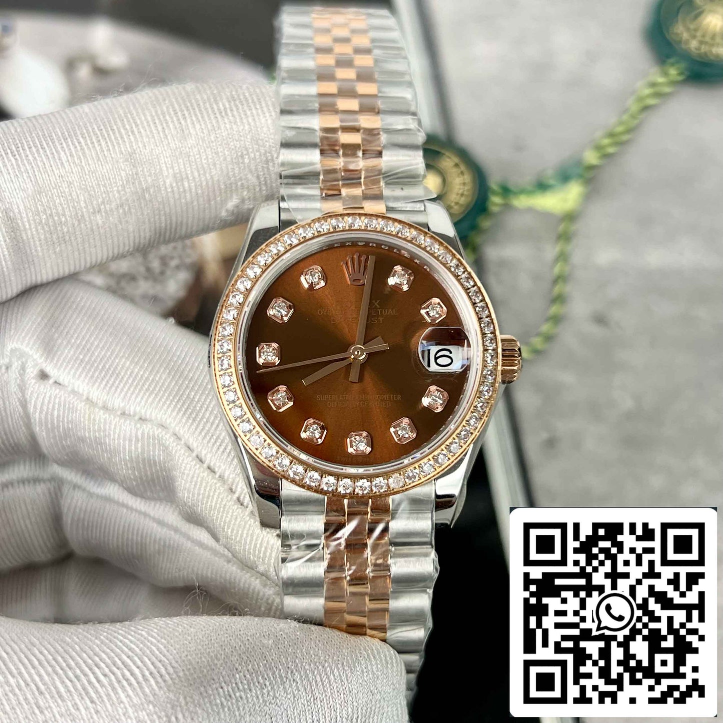 Replik Rolex Lady-Datejust M279171-0011 Oystersteel EW Factory Lünette Stein