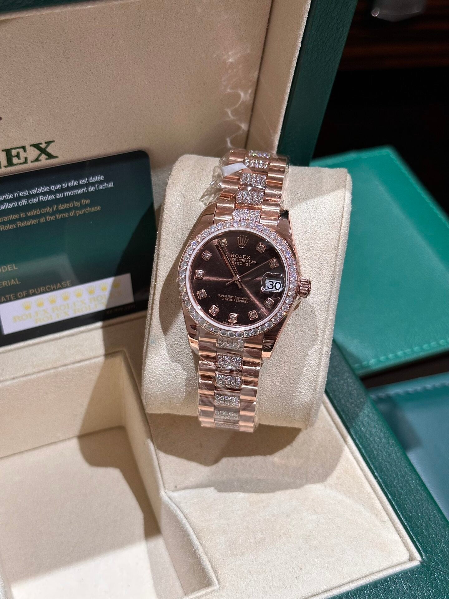 Rolex Datejust 31 278275 enveloppée d'or rose 18 carats et de diamants 1:1 meilleure édition