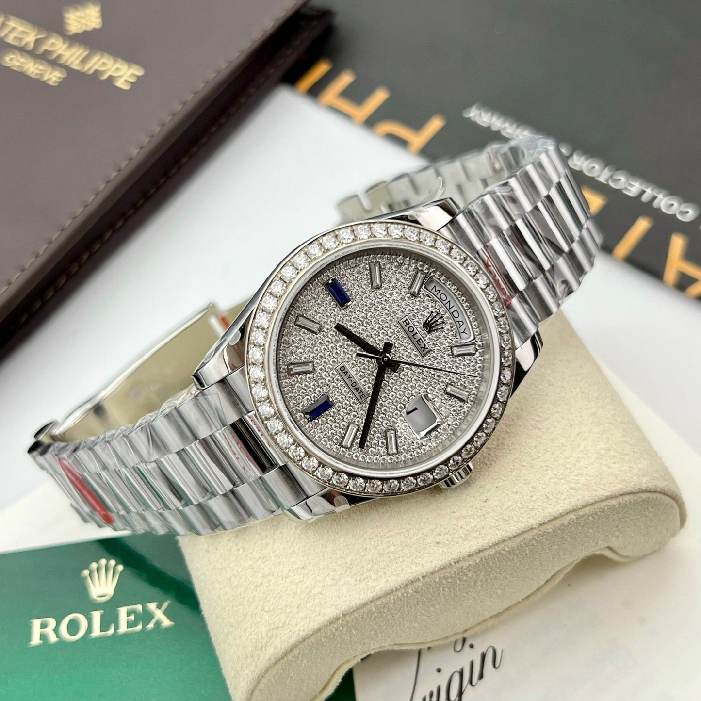 Rolex Day Date 40 228349RBR Bezel Diamonds Dial 1:1 Best Edition GM Factory V2 Counterweight version