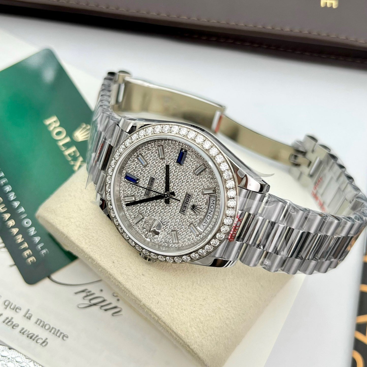 Rolex Day Date 40 228349RBR Bezel Diamonds Dial 1:1 Best Edition GM Factory V2 Counterweight version