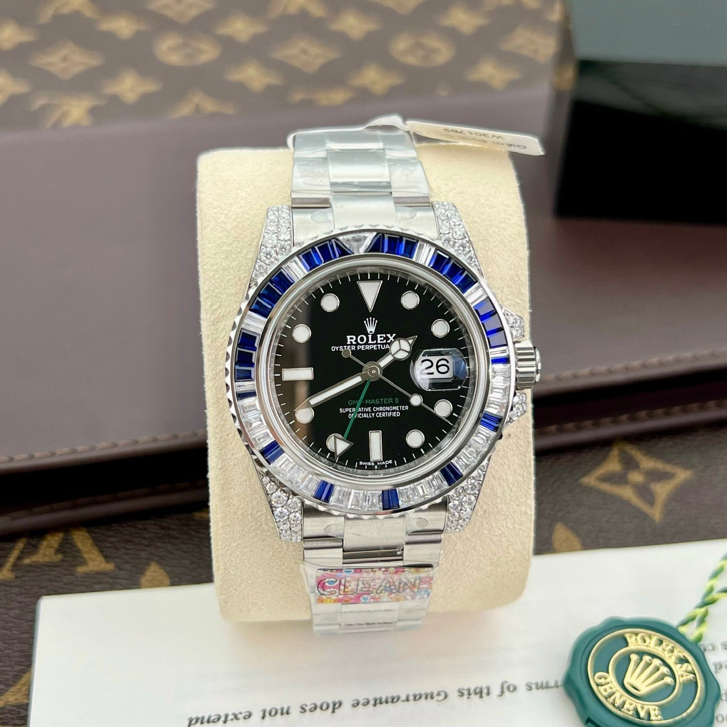 Rolex GMT Master II 116759SARU 1:1 meilleure édition personnalisée avec cadran noir rubis saphir et moissanite