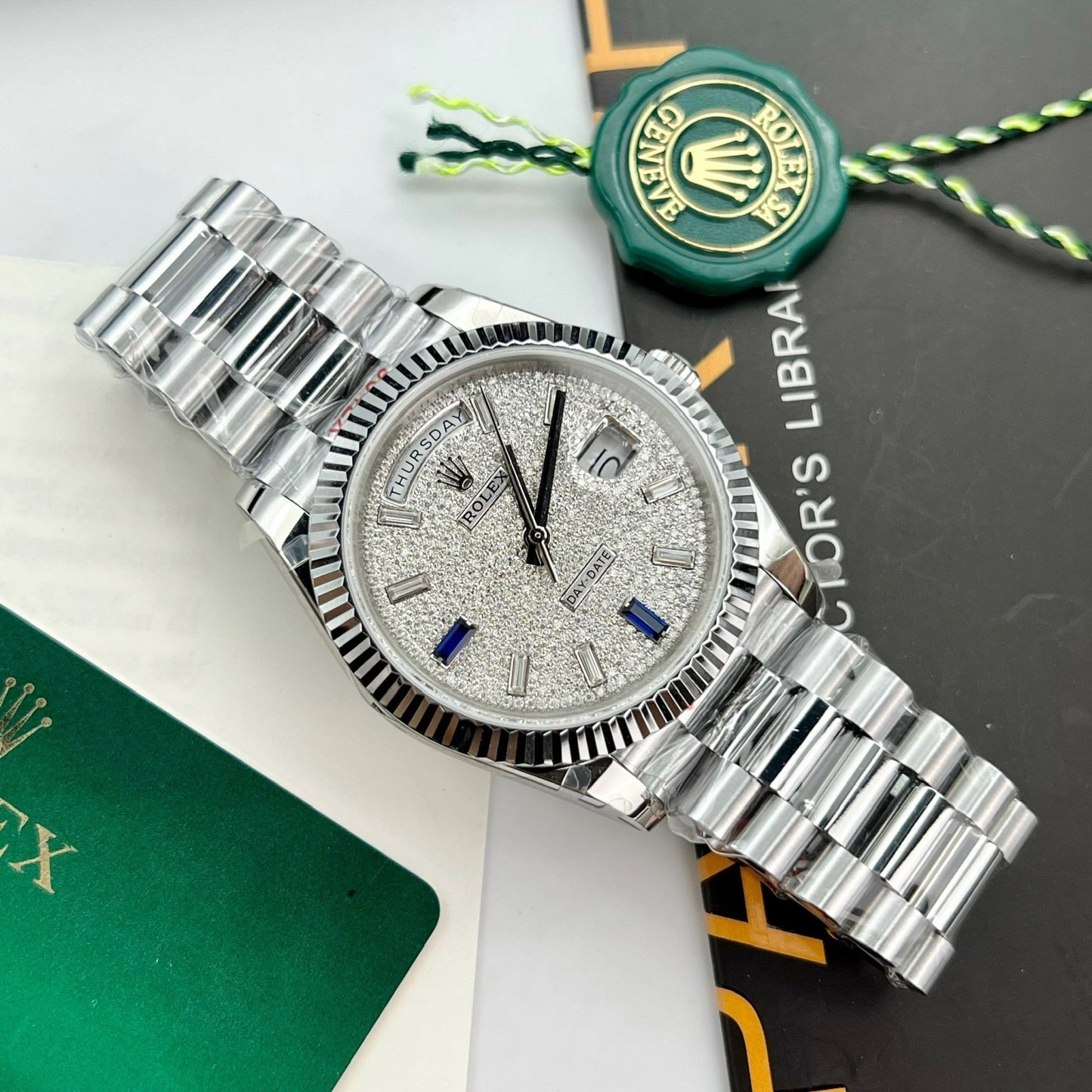 Rolex Day Date 40 228349RBR Pave Diamonds Dial 1:1 Best Edition GM Factory V2 Counterweight version