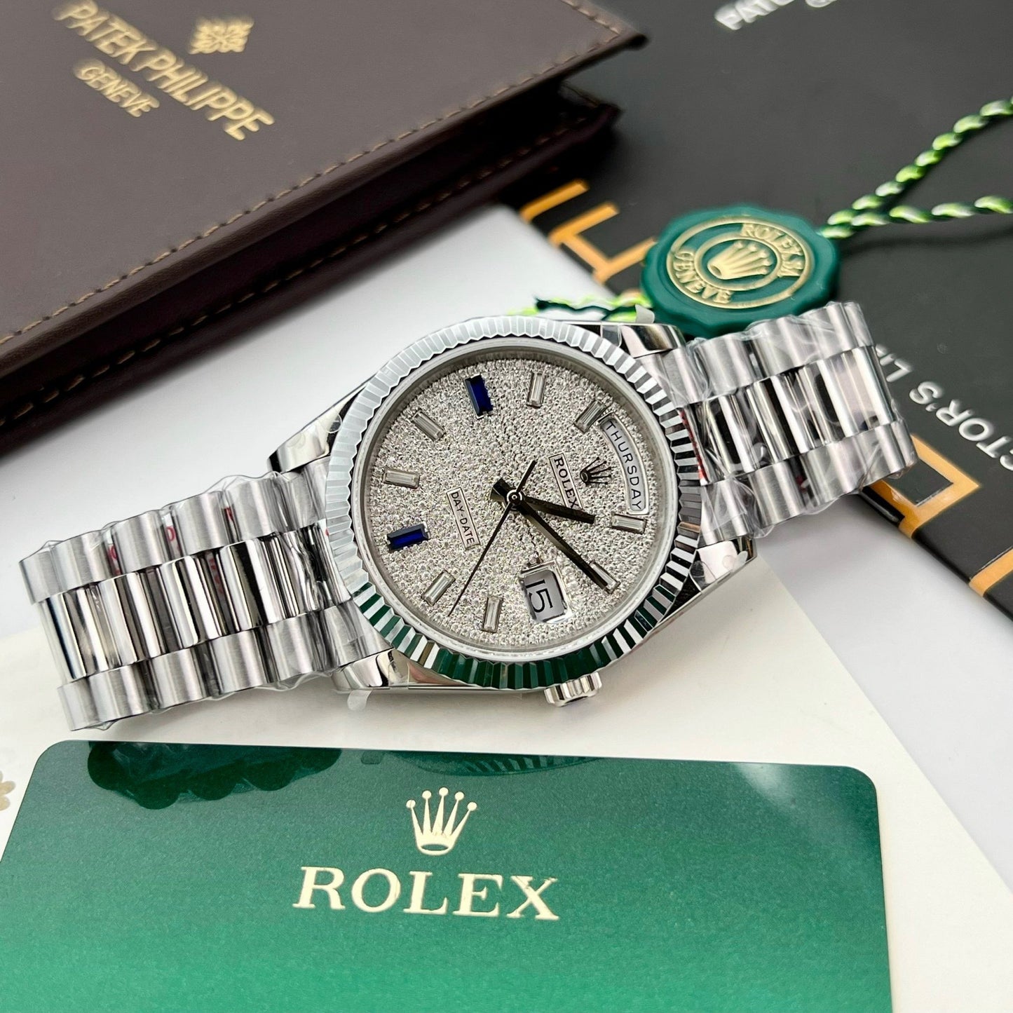 Rolex Day Date 40 228349RBR Pave Diamonds Dial 1:1 Best Edition GM Factory V2 Counterweight version