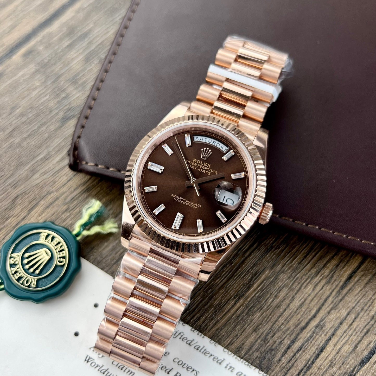 Rolex Day Date M228235-0003 plaqué or 18 carats 1:1 Best Edition GM Factory V2 Cadran chocolat Version contrepoids