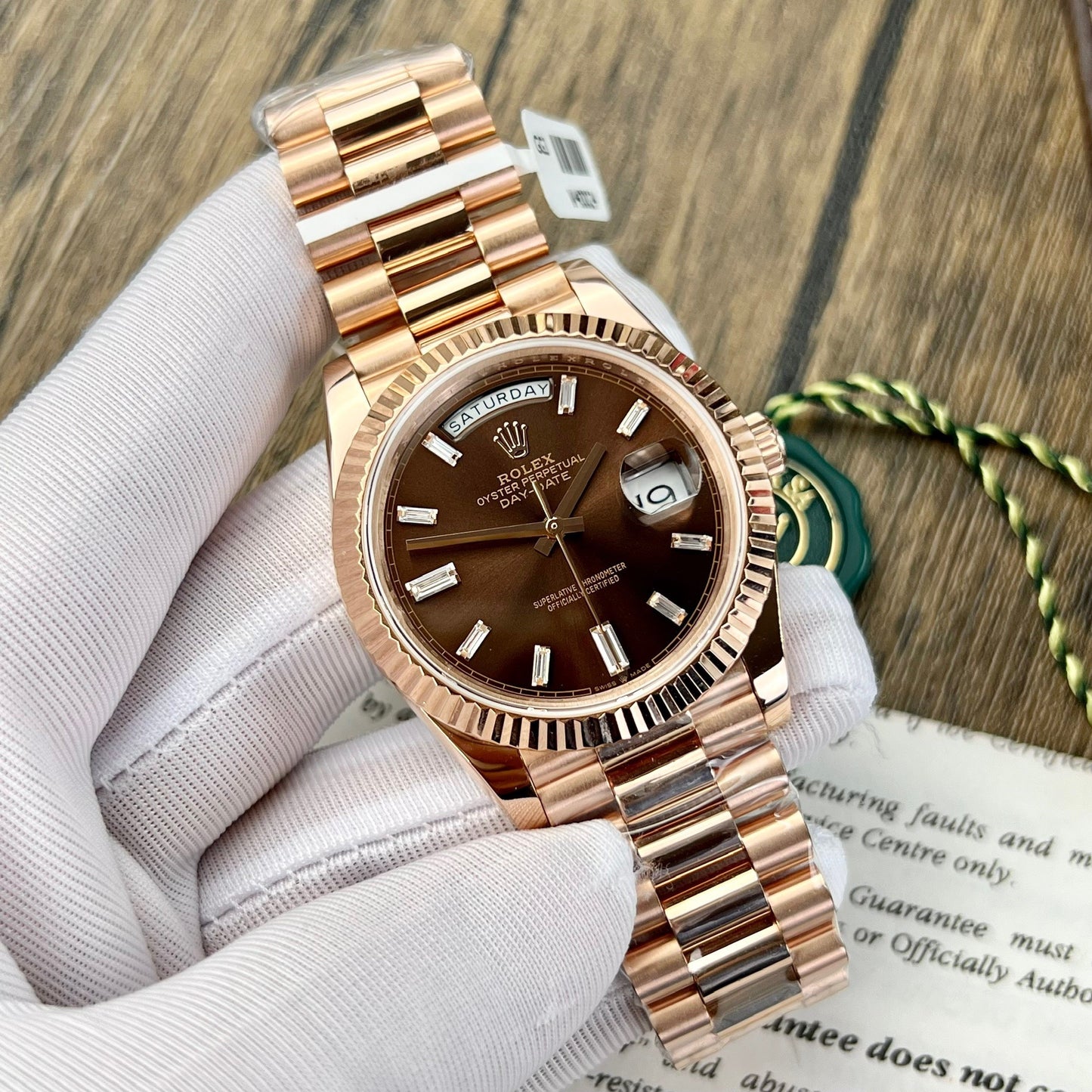 Rolex Day Date M228235-0003 plaqué or 18 carats 1:1 Best Edition GM Factory V2 Cadran chocolat Version contrepoids