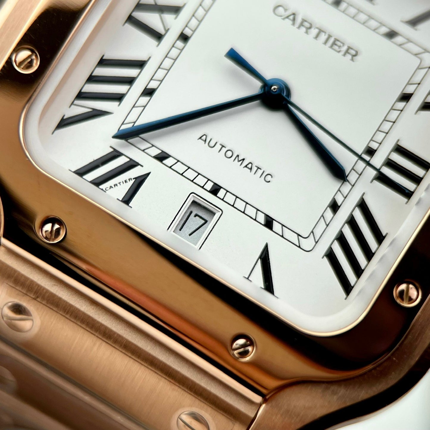 Cartier De Santos Stainless Steel Case BV Factory 1:1 Best Edition White Dial Rose gold newest version