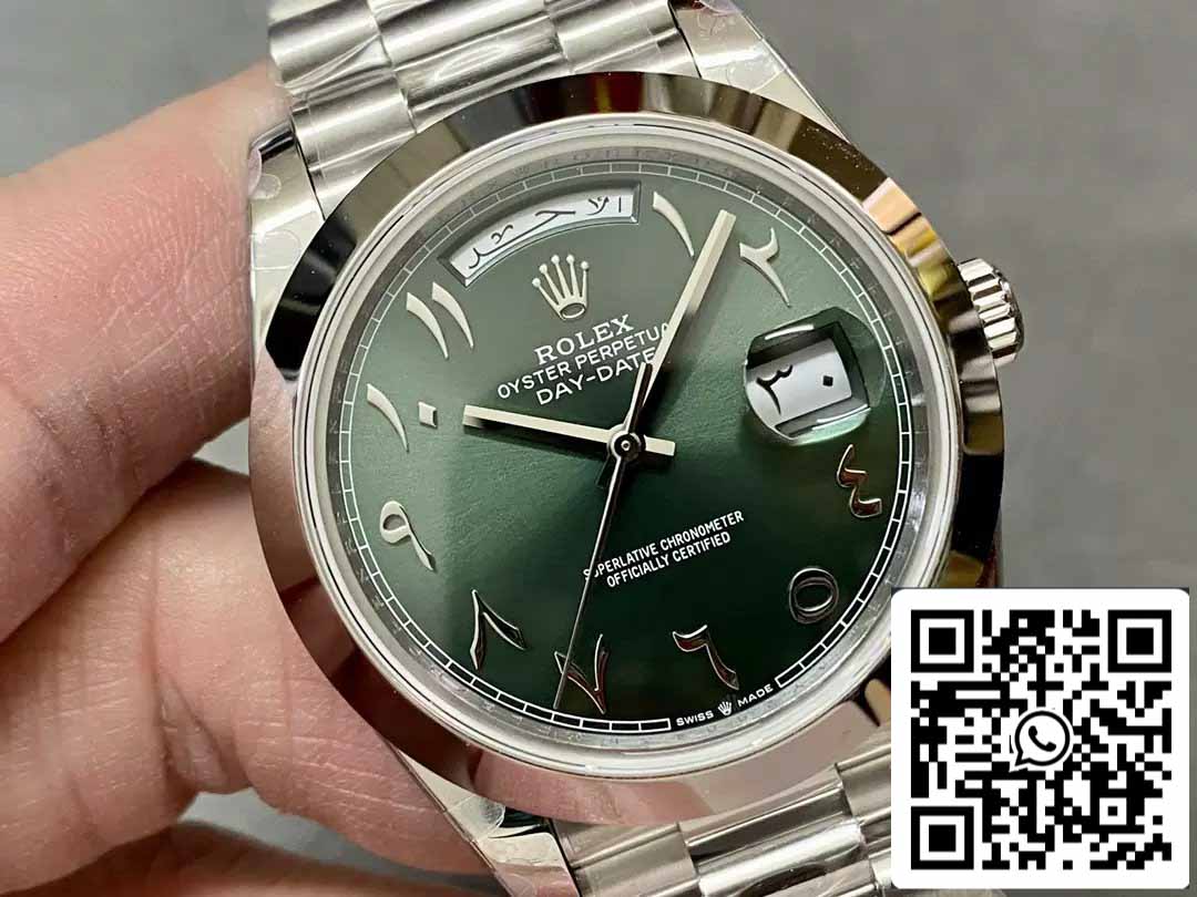 Rolex Day Date 40 M228206-0048 Arabic Green Dial 1:1 Best Edition GM Factory V3 Counterweight Version