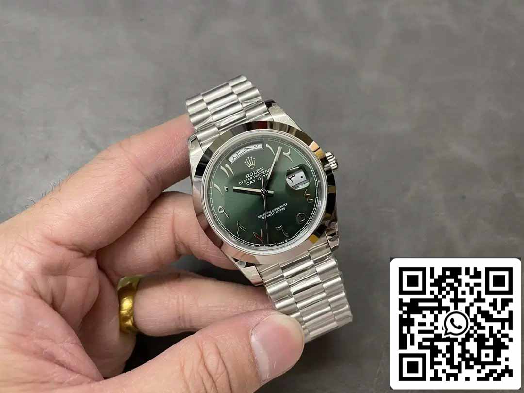 Rolex Day Date 40 M228206-0048 Arabic Green Dial 1:1 Best Edition GM Factory V3 Counterweight Version