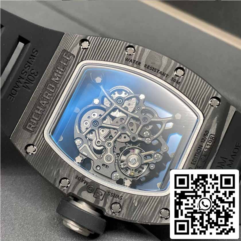 RICHARD MILLE  RM055 NTPT Carbon Fiber 1:1 Best Edition BBR Factory [V3] Black Rubber Strap