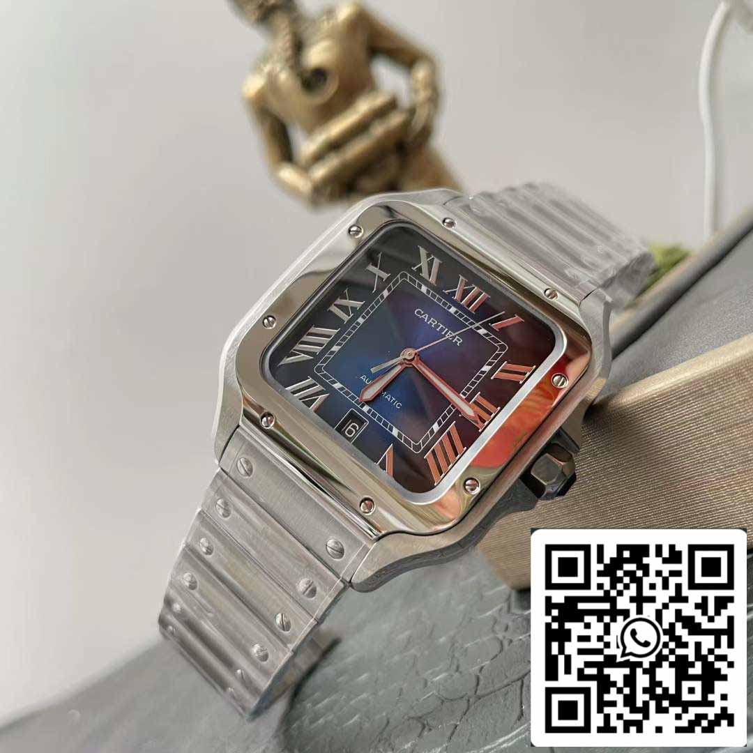 Cartier De Santos WSSA0013 2018 BV Factory 1:1 Best Edition, blaues Zifferblatt, Schweizer ETA 9015 Edelstahl-Smartlinks-Armband, blaues Zifferblatt